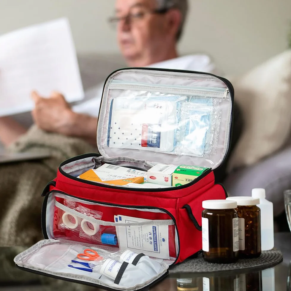 Borsa Pronto Soccorso Grande Capacità Impermeabile Porta Medicine da Viaggio Portatile Kit