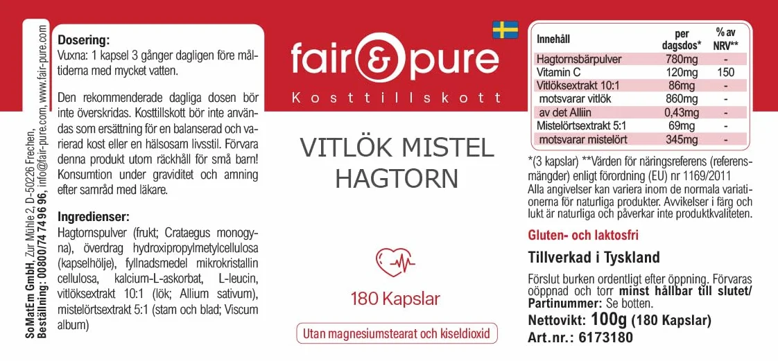 Fair & Pure® - Estratto di Aglio con Vischio e Biancospino - Vegan - 180 Capsule