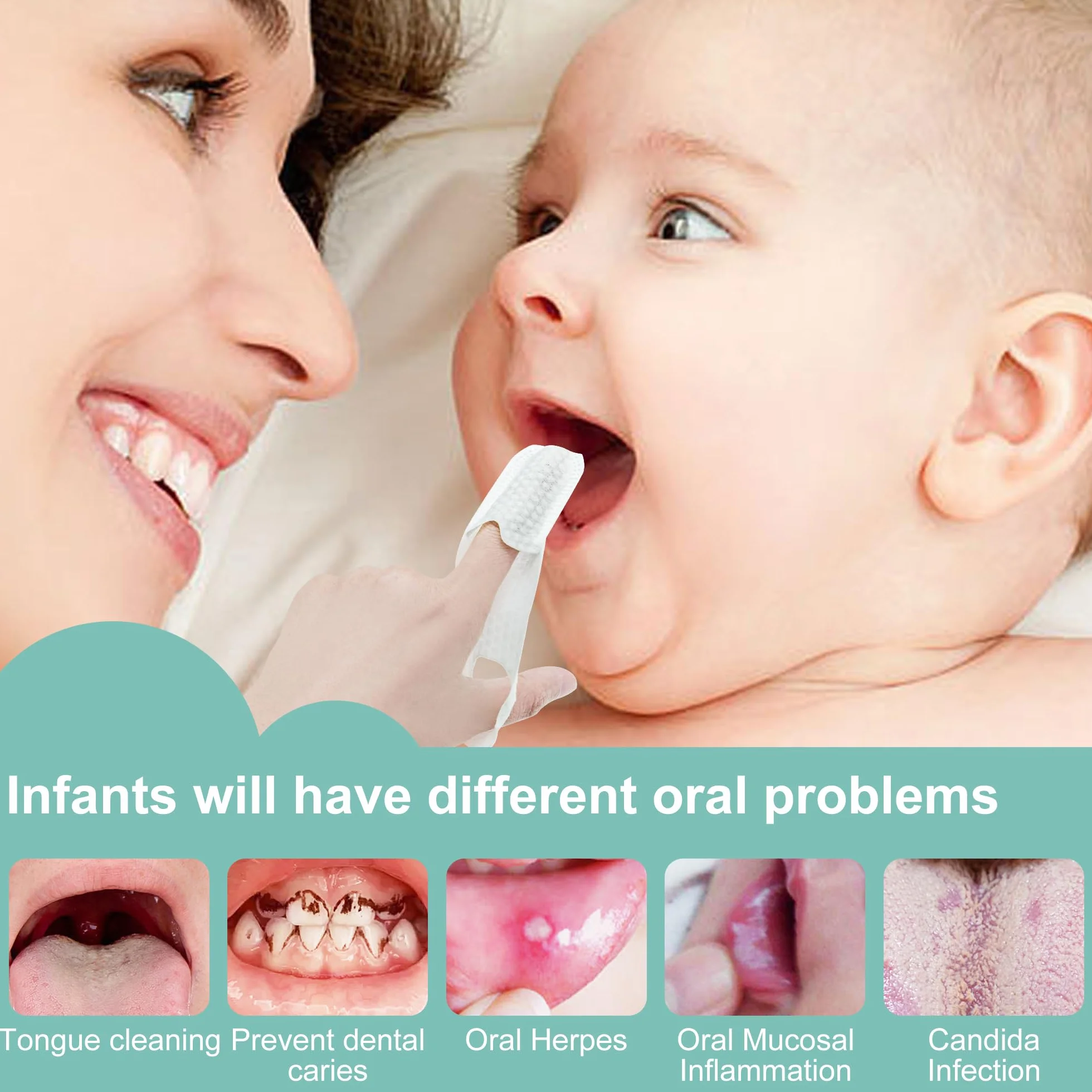 35PCS Polsino per dita baby oral cleaner, Spazzolino neonato spazzola i Denti con le dita per 0-36 mesi toddler cura della bocca del bambino