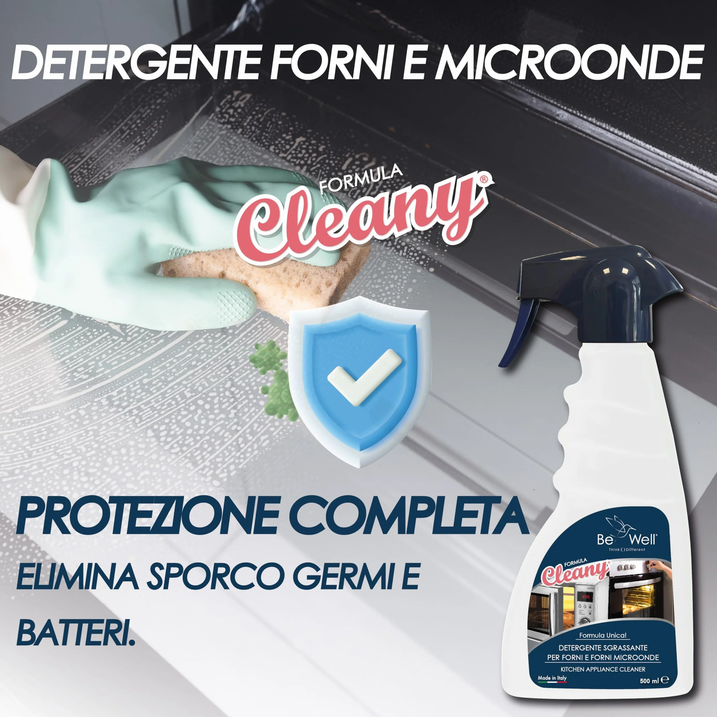 CLEANY Detergente Sgrassante Spray Forni Microonde 500 ml Made in Italy
