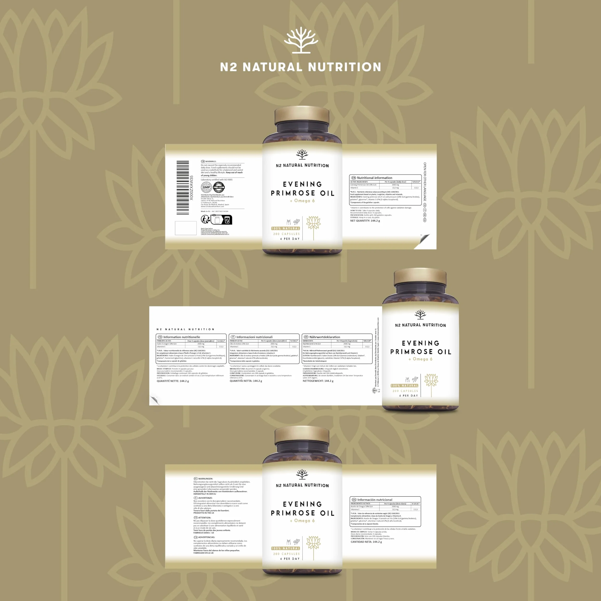 Olio di Enotera 200 Perle 2000 mg 10% GLA con Vitamina E e Omega 6 Integratore Menopausa