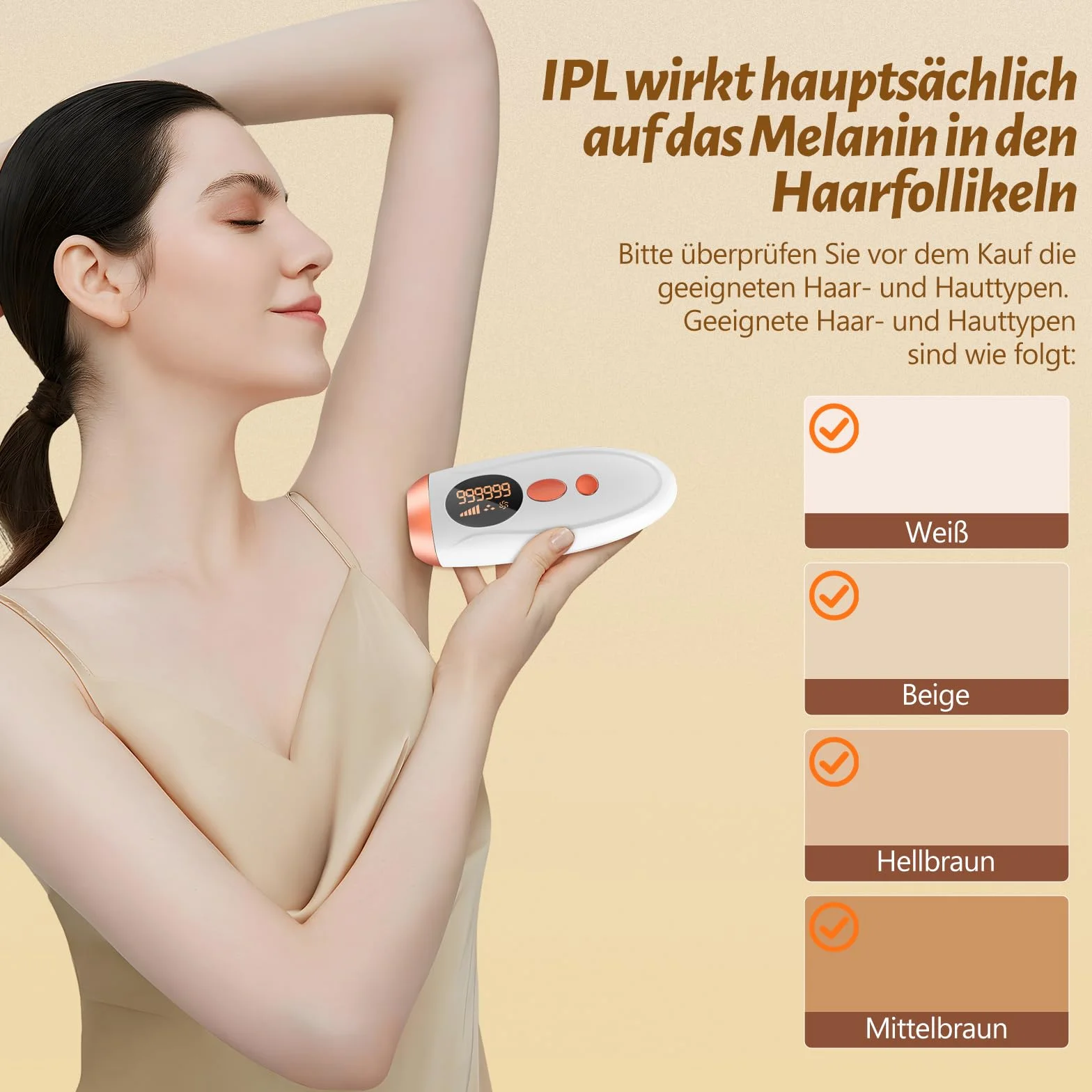 IPL Depilazione - Depilazione indolore e permanente con luce pulsata intensa (IPL) per viso e corpo, ideale per uso domestico, bianco