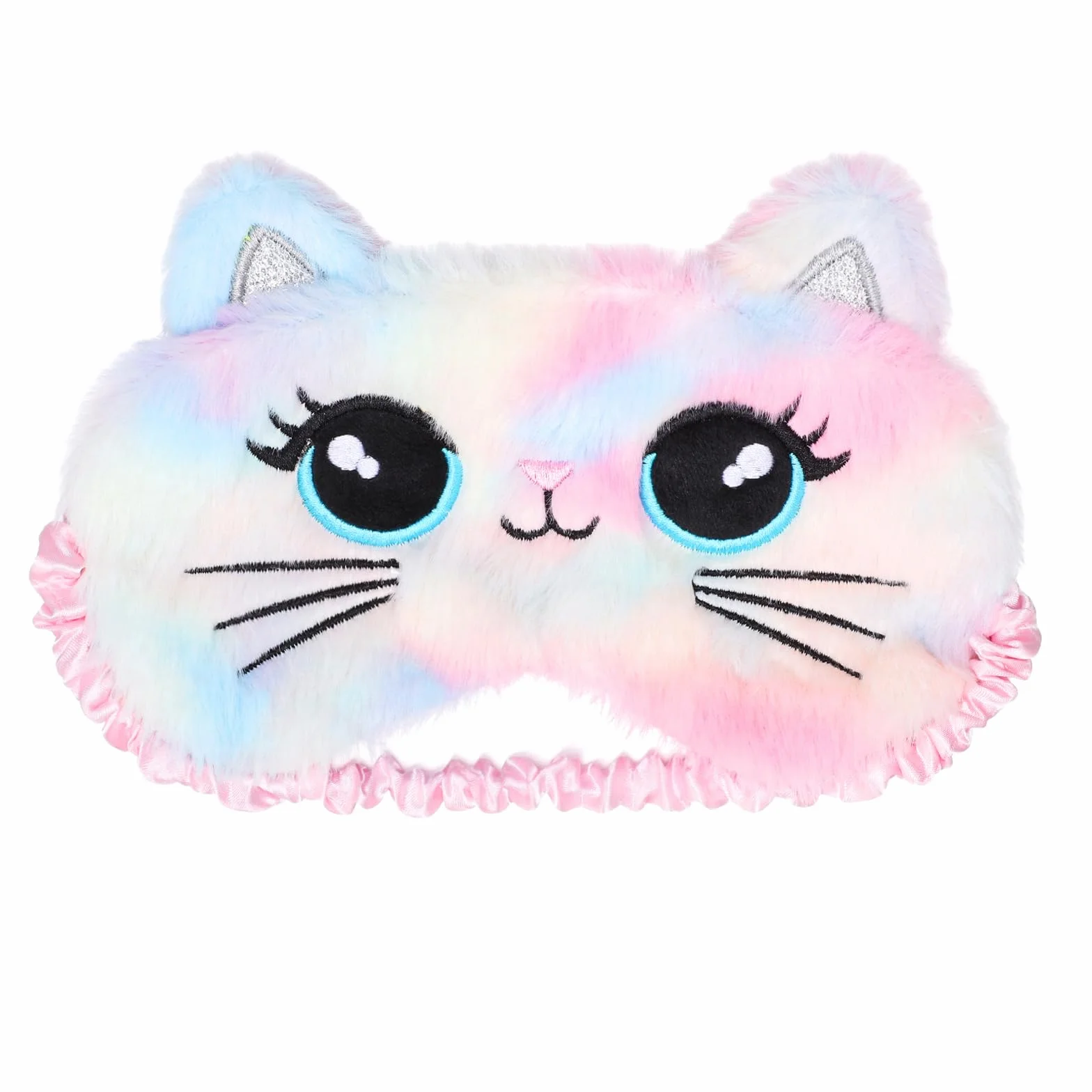 Mascherina per Dormire Bambini, Graziose Maschera per Dormire Copri Occhi per Dormire Morbida Traspirante per Ragazze Ragazzi Casa Viaggio Pisolino (Gatto,Colori dell'arcobaleno)