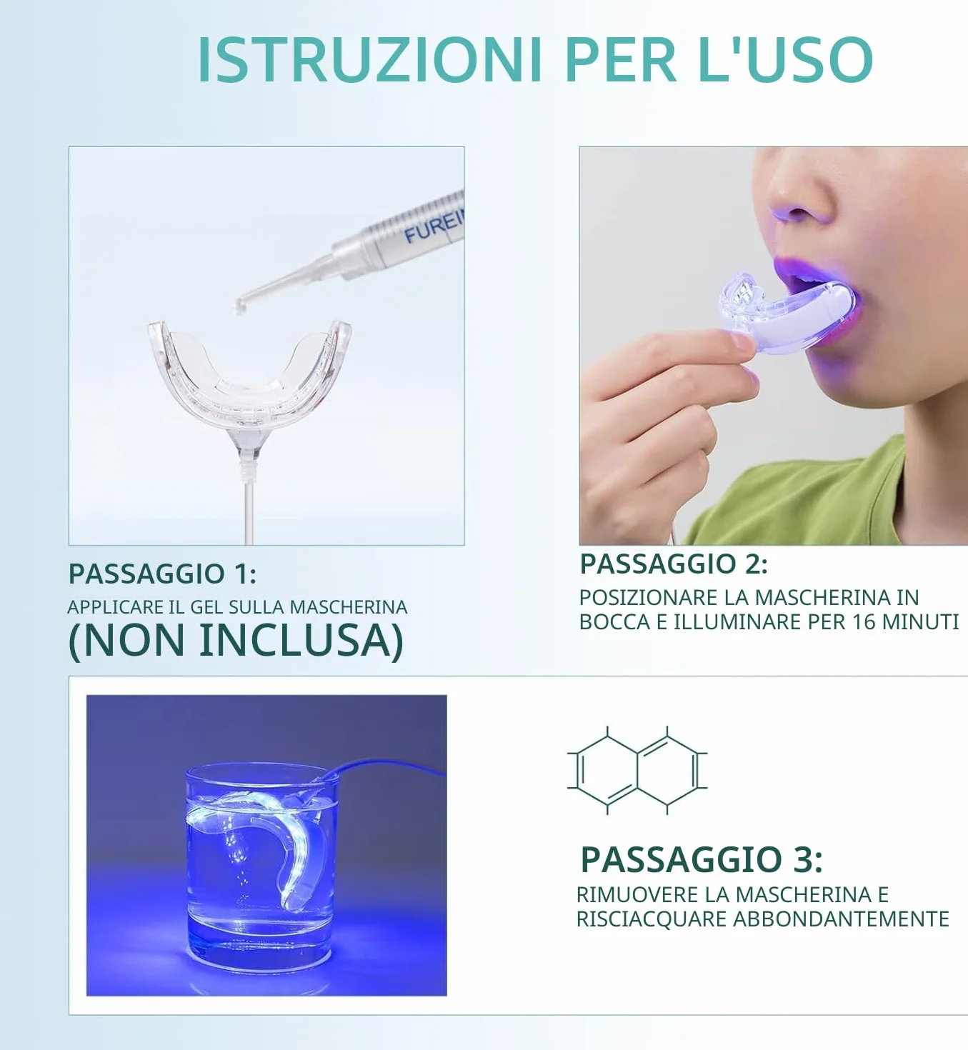 Gel sbiancante denti 3 ml 10 siringhe kit 4-9 tonalità bianche