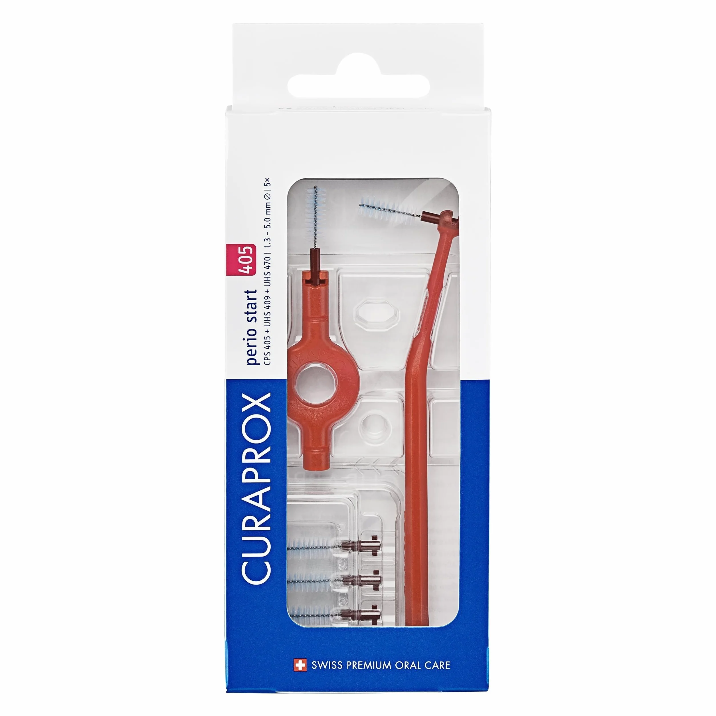 Curaprox CPS 405 Perio Start Interdental Brush Set - 5 pz z uchwytami, różowy, Szwajcaria