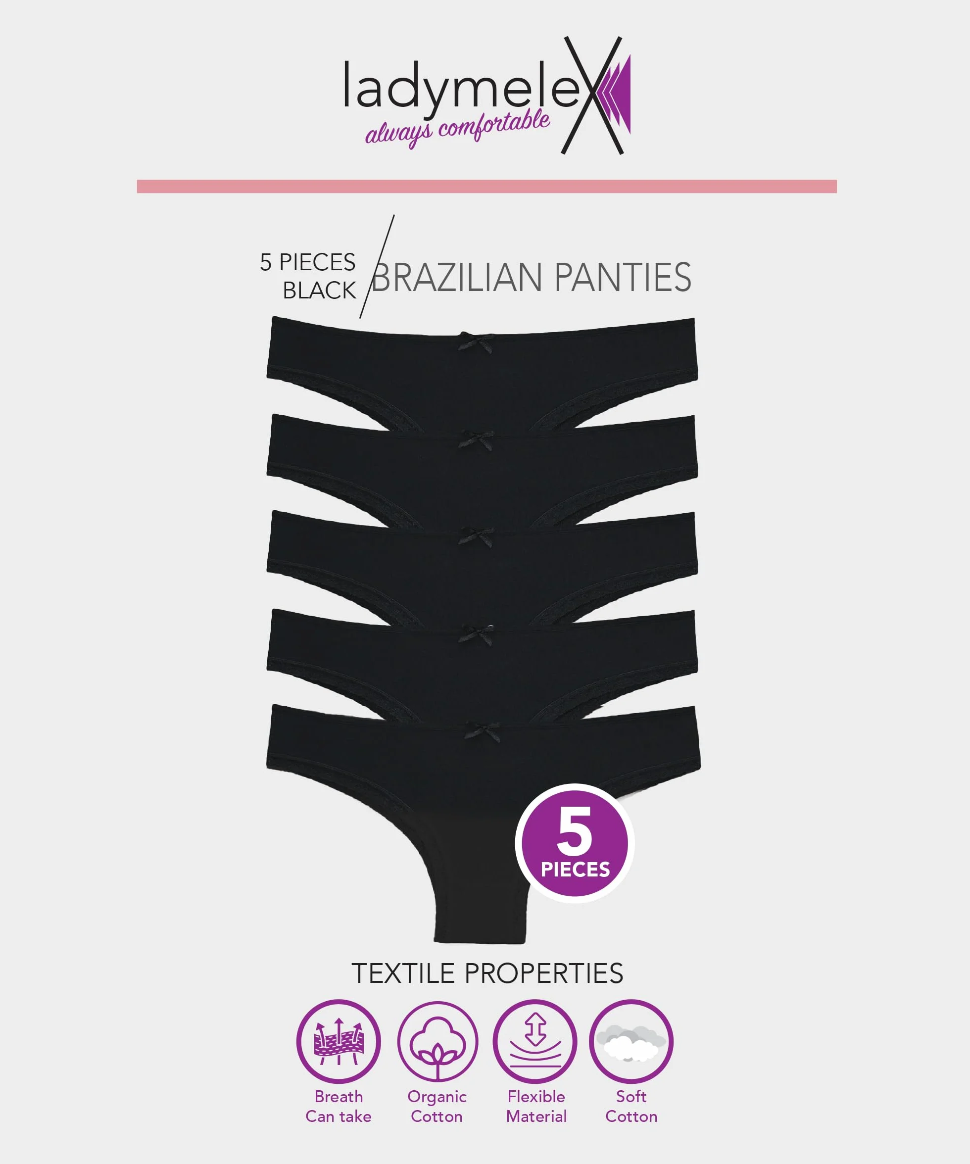 Perizomi Sexy in Cotone da Donna, Confezione da 5