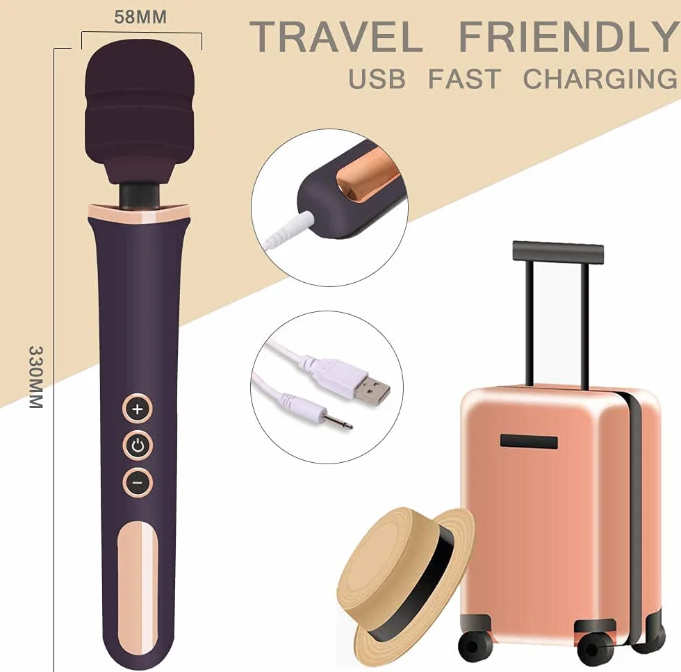 Massaggiatore a bacchetta vibratore wireless ricaricabile Honey Jungle 5X velocità 10x Modalità Funzionamento silenzioso Imballaggio discreto (viola/oro)..