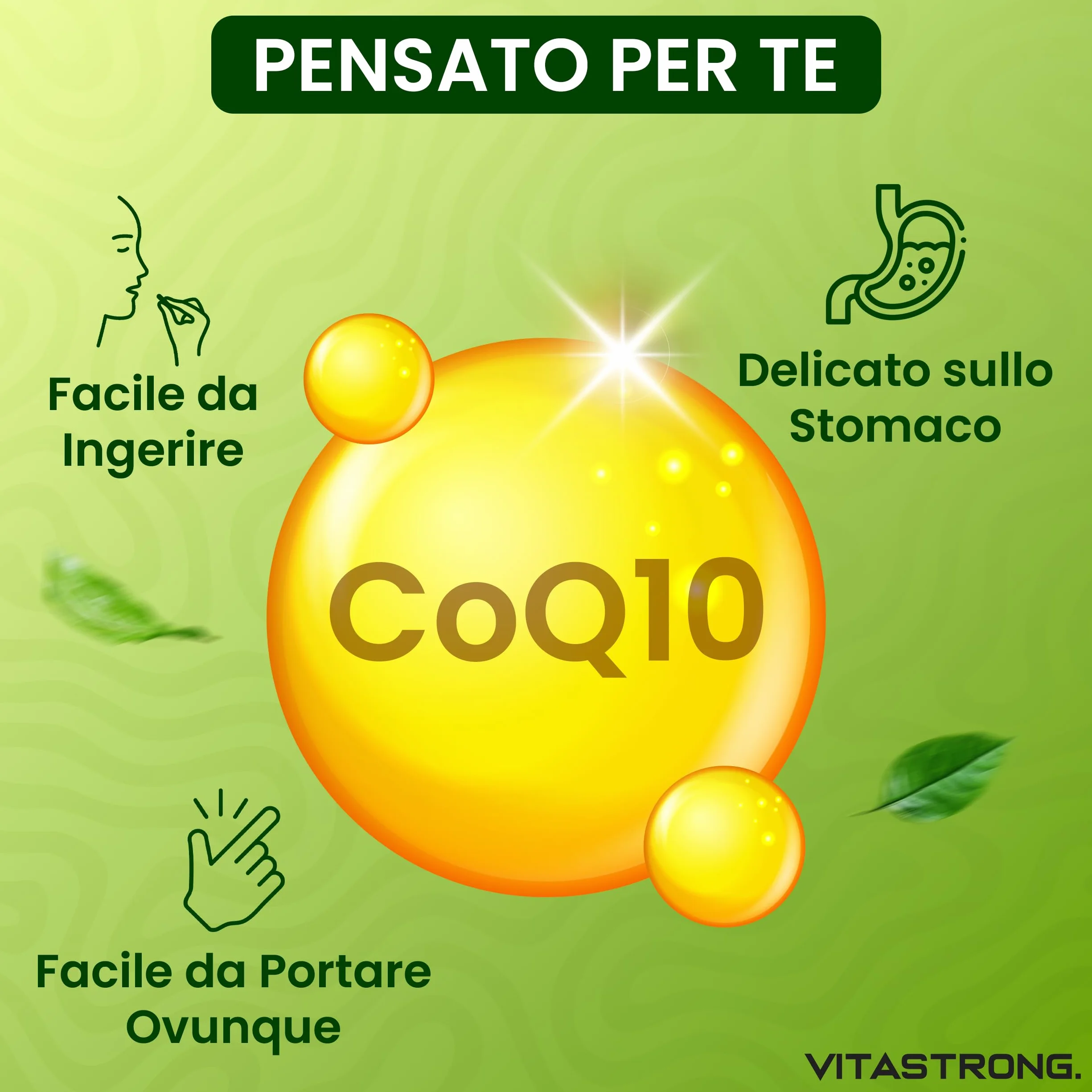 Coenzima Q10 200mg Alto Dosaggio, 1 Capsula al Giorno per 4 Mesi, 120 Capsule CoQ10 200mg Ognuna, Q10 Coenzima Premium Quality, Senza Glutine né OGM, Integratore Made in Italy Certificato