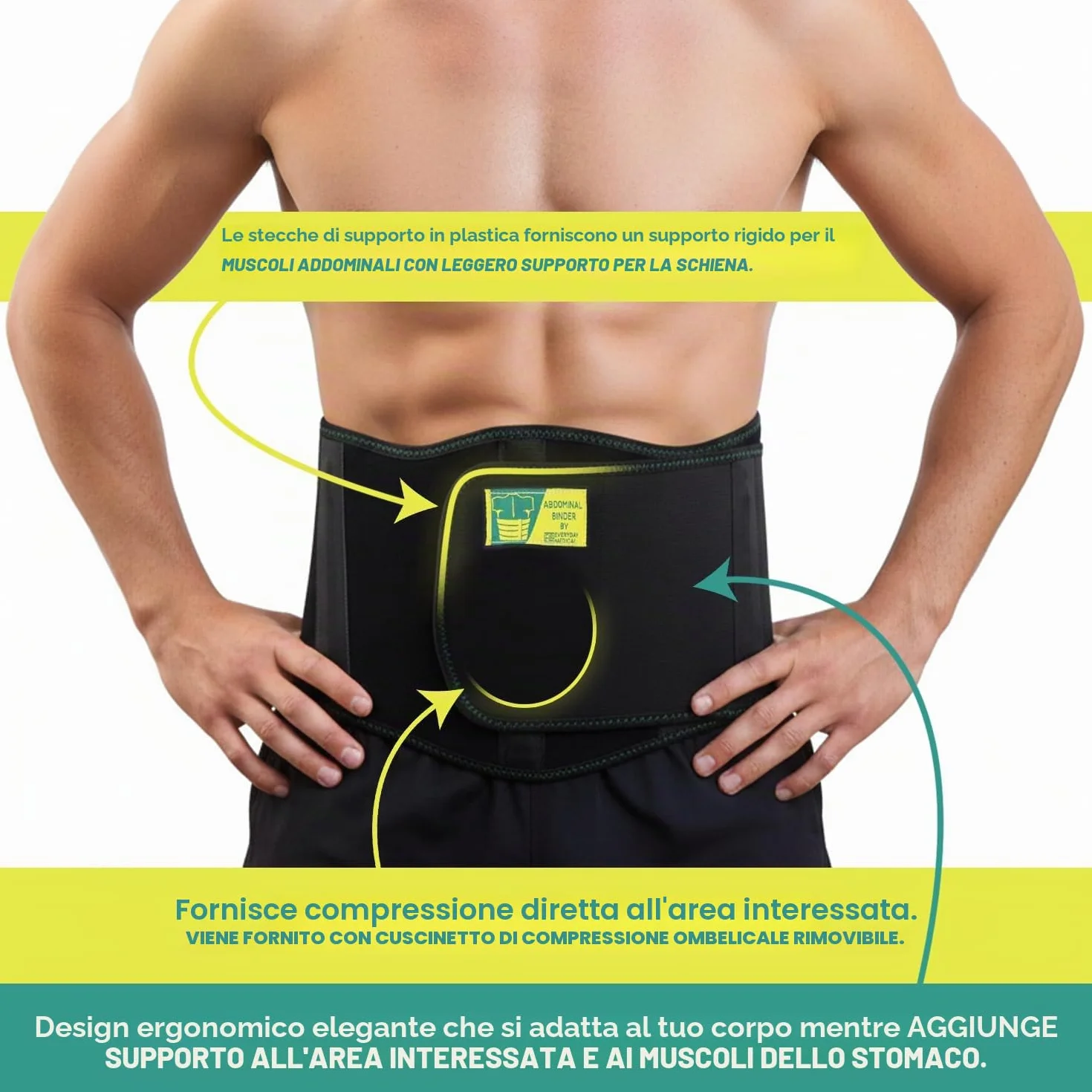 Everyday Medical Cintura Ernia Ombelicale Ergonomica Cinto Elastico Per Ernia Addominale per Donne e Uomini I Cinto per Ernia Ombelicale con Pad di Compressione per Alleviare il Dolore I L/XXL