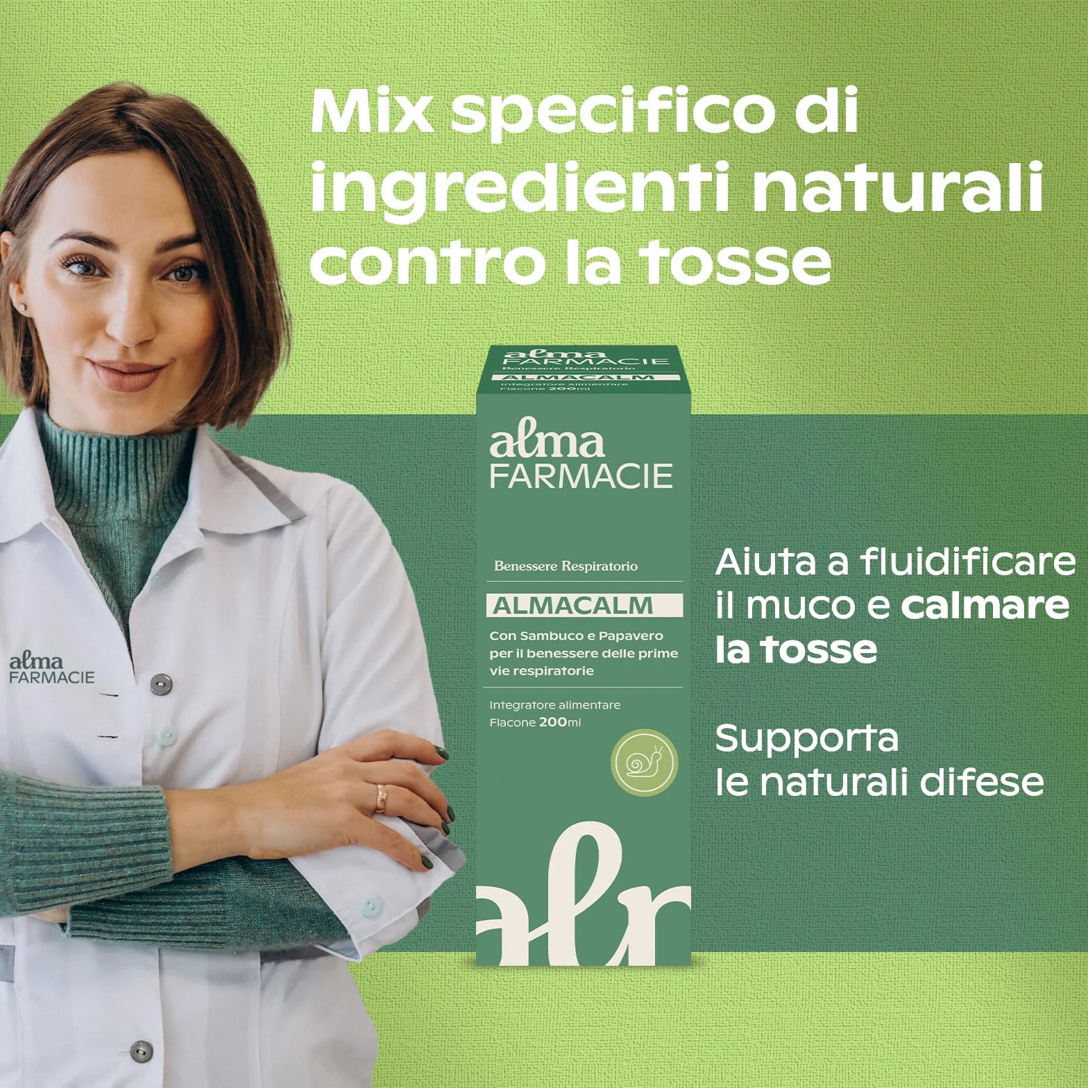 AlmaCalm Alma Farmacie, Sciroppo per Tosse ad Azione Lenitiva, Con Ingredienti Naturali, Malva, Sambuco e Papavero, Anche per Bambini, Bassa Concentrazione di Zuccheri, 200 ml