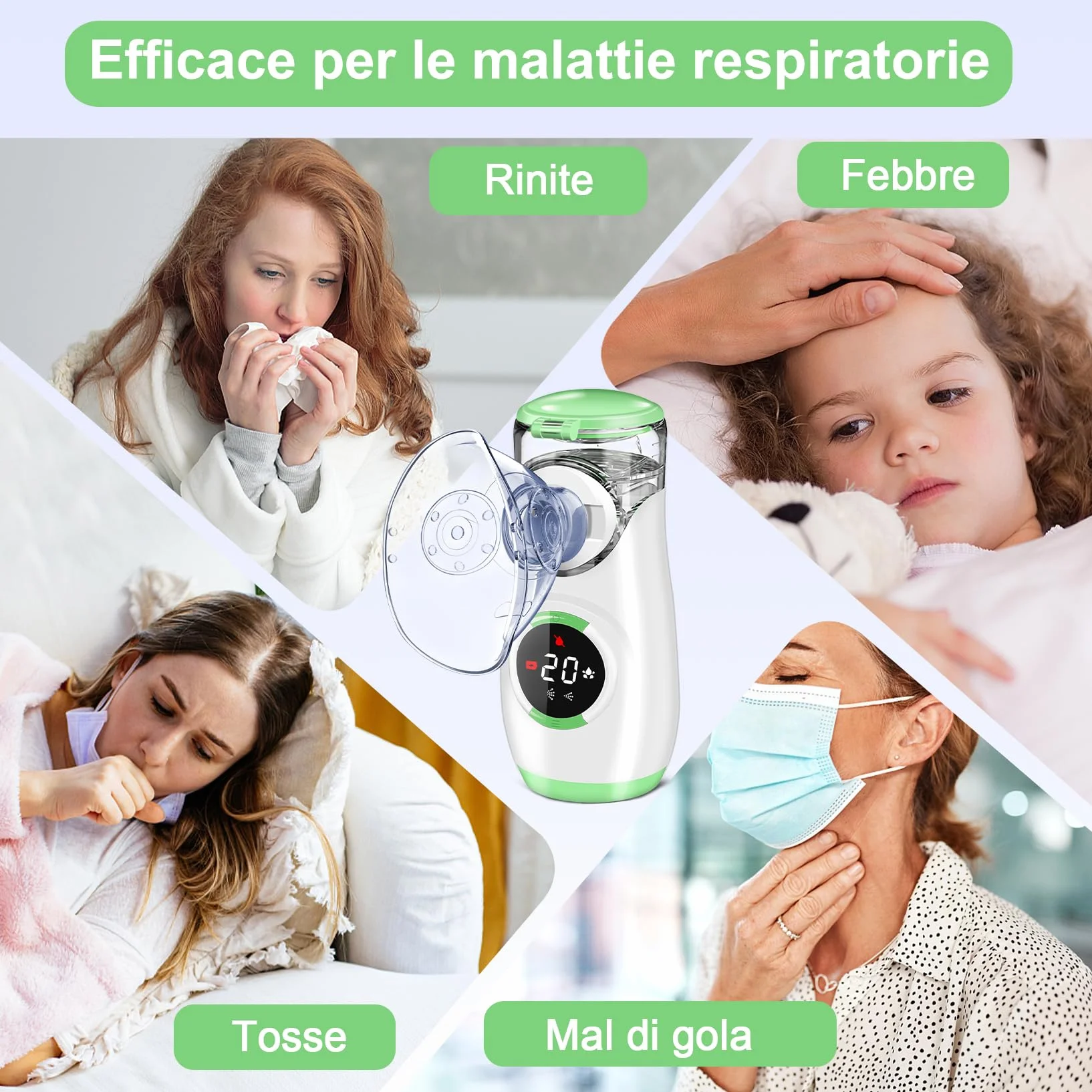 Aerosol Portatile Silenzioso con Display Digitale, Macchina Aerosol per Adulti e Bambini