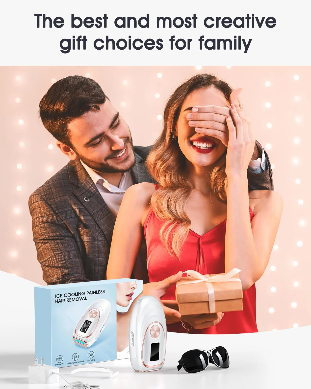 Haarlosy Epilatore Luce Pulsata con Ghiaccio, Efficiente IPL Epilatore Laser 999900 Impulsi Luminosi per Depilatore Corpo Donna, Uomo, Viso, Ascelle, Gambe (Bianco)