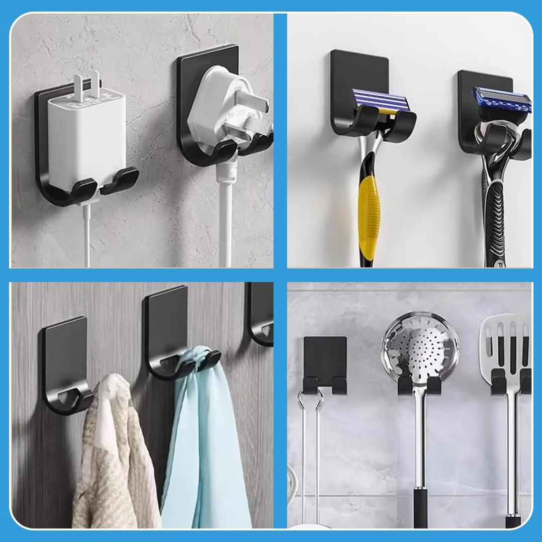 Porta Rasoio Doccia, Gancio Doccia, Supporto Rasoio, Ganci Porta Rasoio Autoadesivi, Ganci Adesivi, Shower Holder, Ganci Adesivi per Bagno Cucina Toilette Ufficio (3 Pezzi, Nero)