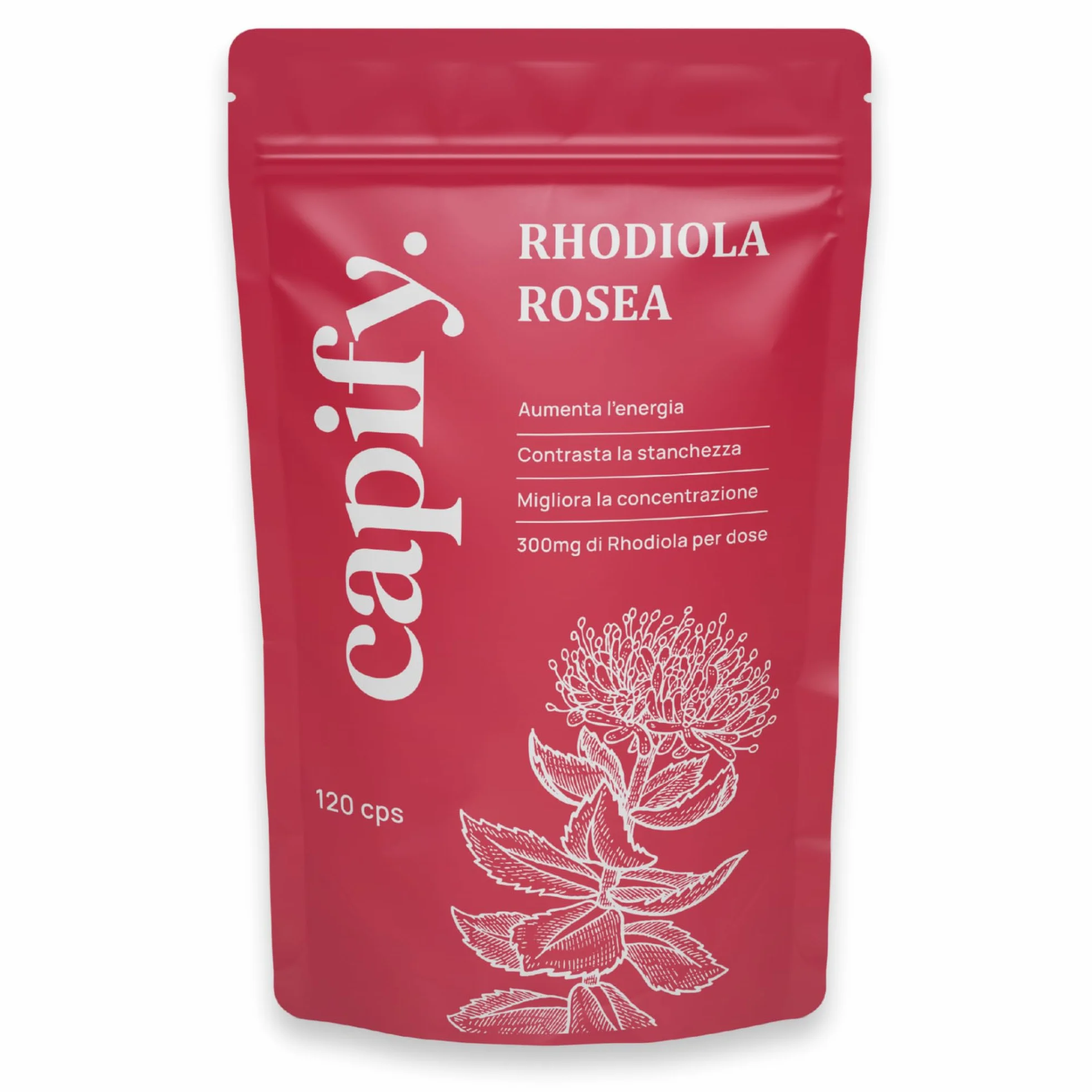 Capify. Rhodiola Rosea - Contro Stanchezza Fisica e Mentale - Estratto di Rodiola Rosea ad Alto Dosaggio - 120 capsule - Made in Italy