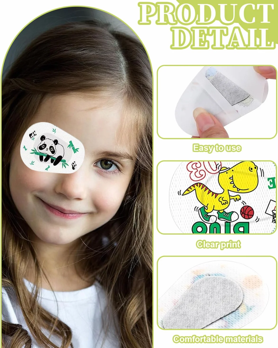 Bende Adesive per Occhi in Cotone per Bambini 16 Pezzi
