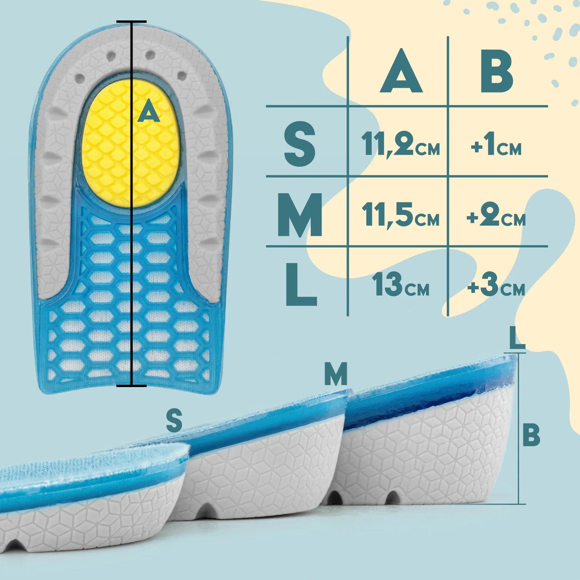 SULPO Talloniera In Gel Solette Rialzate Uomo Donna, Plantare Per Tallonite E Talloniera Per Spina Calcaneare, Cuscinetti Per Scarpe Per Discreta Correzione Altezza- 2 cm, 1 paio