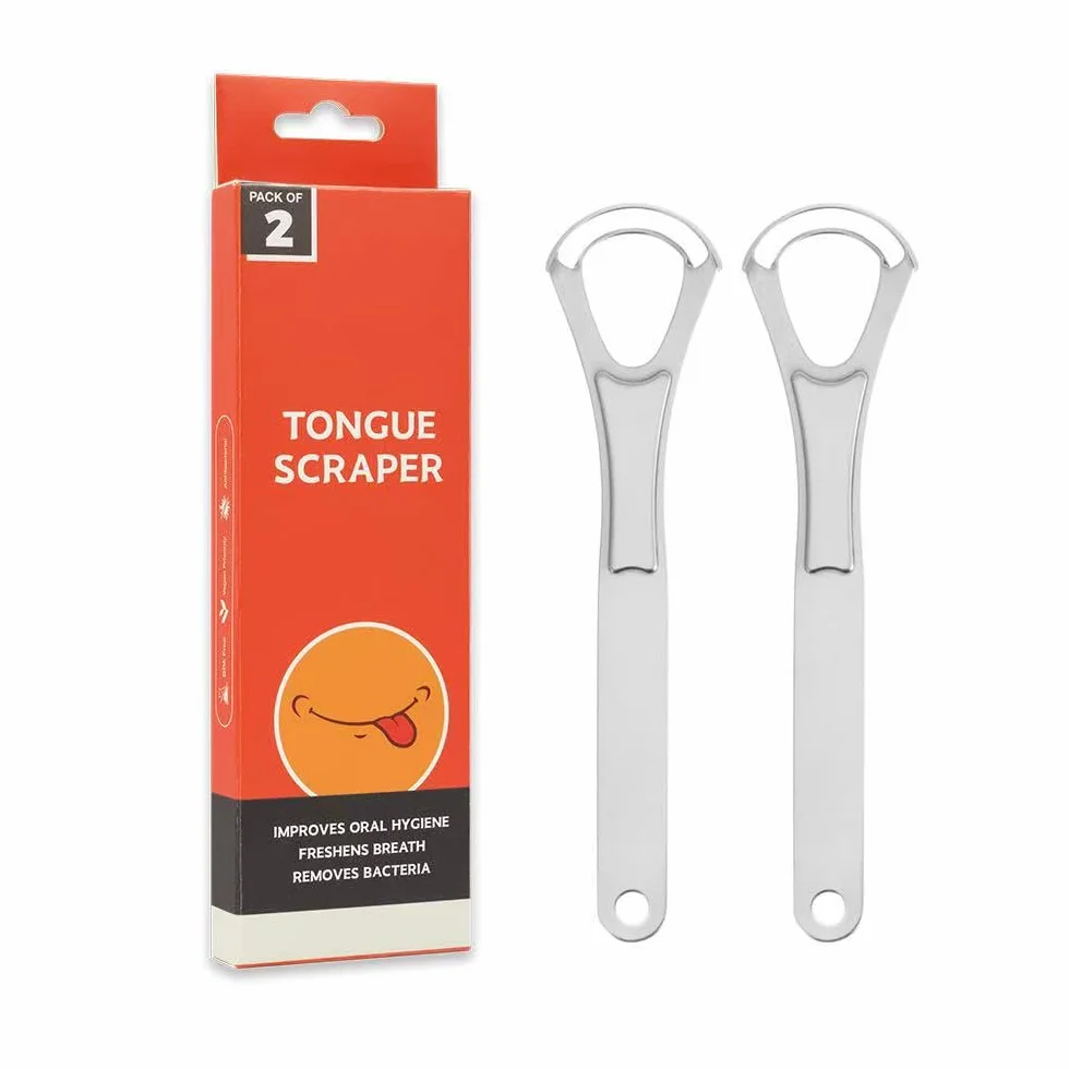 Pulisci Lingua, Pulisci Lingua in Acciaio Inox, Doppio Livello Pulitori di Lingua, Detergente per Lingua, Raschia Lingua in Acciaio Inox, Alito Fresco, Riutilizzabile