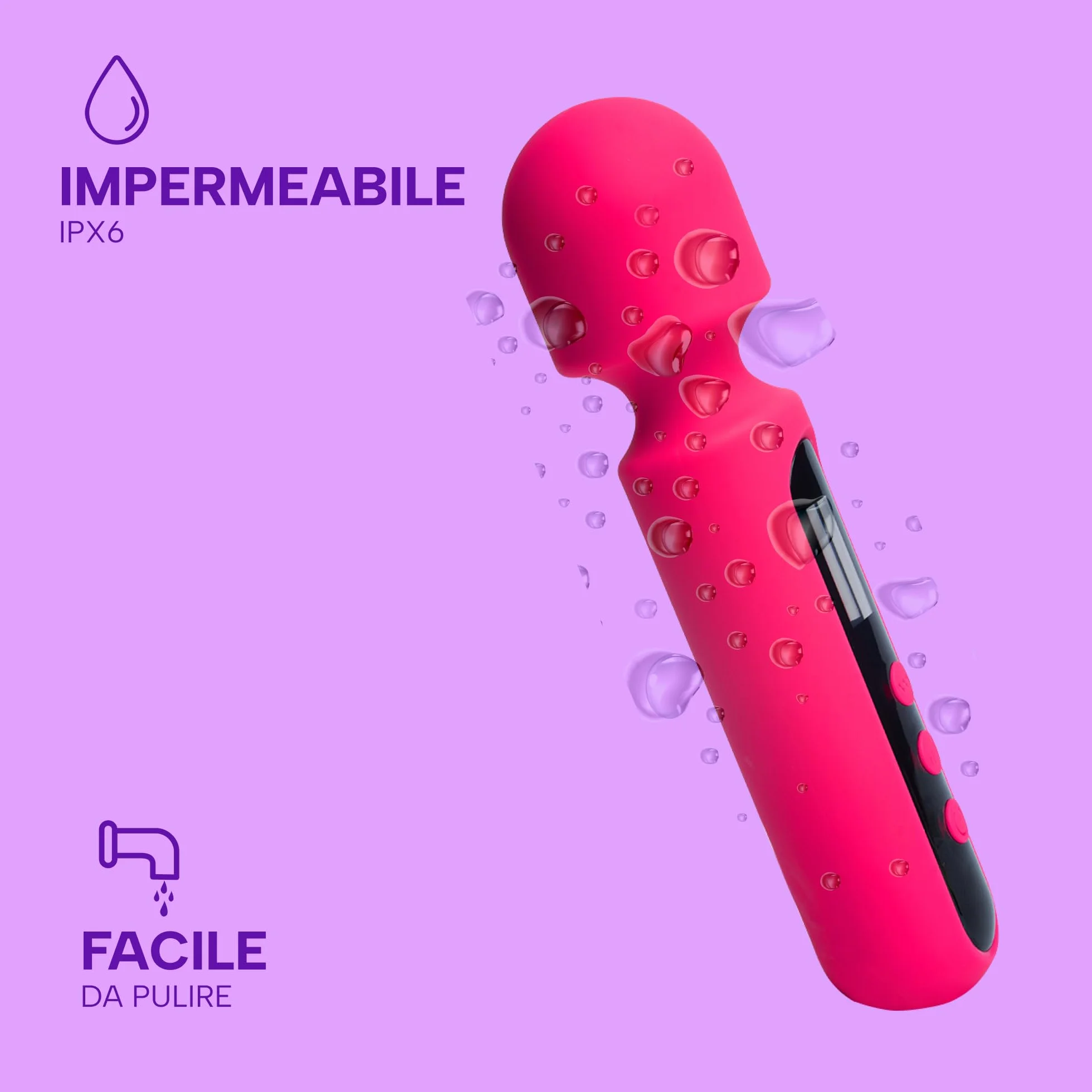 MySecretCase Vibratoreper Donna Piccolo Massaggiatore Wand Professionale 10 Vibrazioni, 4 Intensità Stimolatore per Clitoride Potente Compatto Stimolatore Clitoride Femminile Sextoysys Donna IPX6 USB