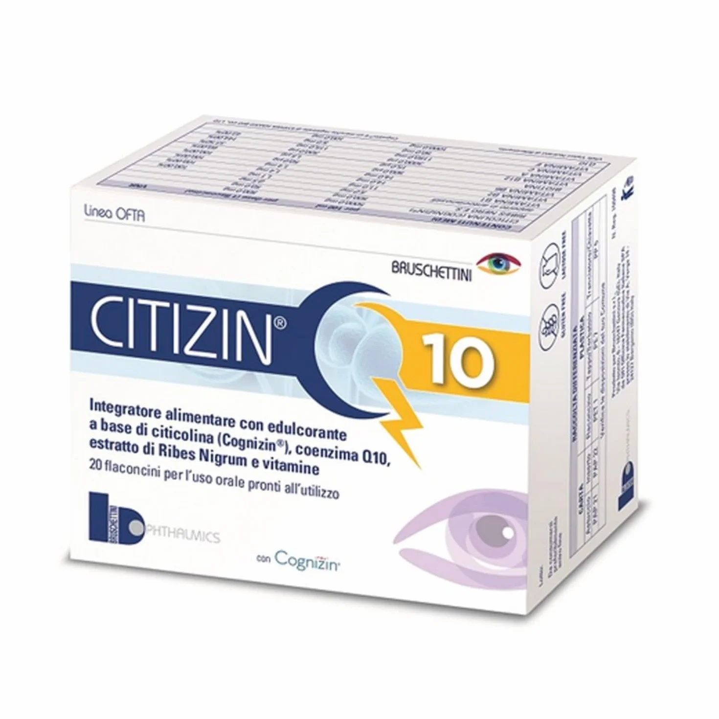 Q10 – 20 Flaconcini da 10 ml – Integratore Alimentare a base di Citicolina (Cognizin), Coenzima Q10, Vitamine A, C, E, Vitamine del gruppo B e Ribes nero
