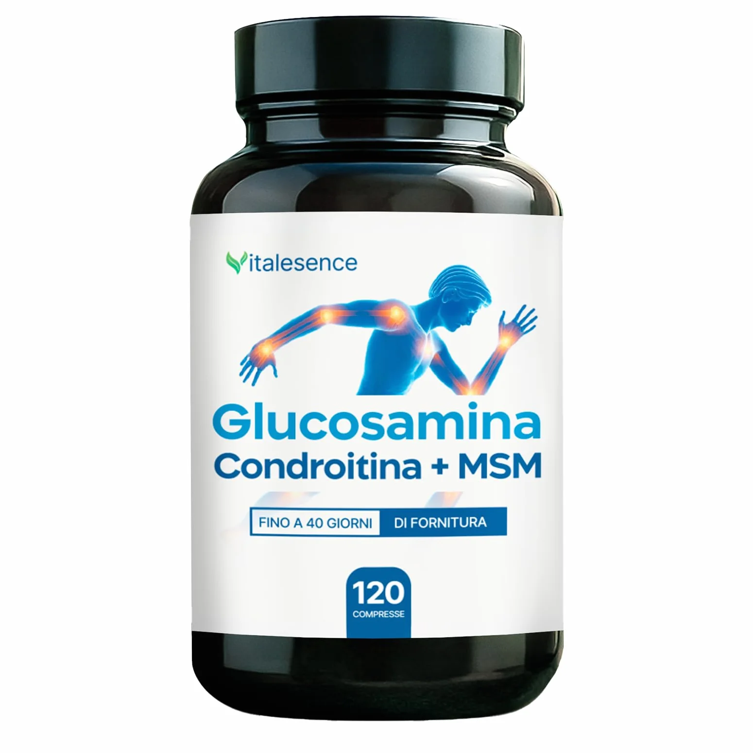 Integratore Glucosamina,Condroitina e MSM |Con Vitamina C,Collagene,Acido Ialuronico |Supporto Articolazioni,Cartilagini e Ossa|120 Compresse |+1 Mese Fornitura|Made in Italy-Senza Glutine e Lattosio