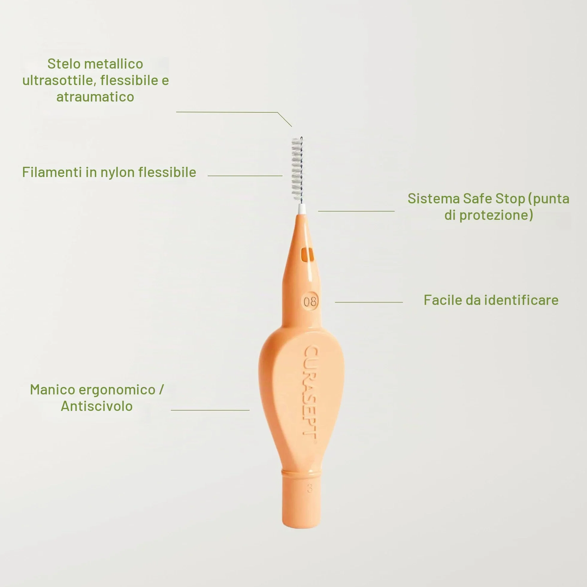 CURASEPT Scovolini Dentali Originali Proxi P08 0,8 mm Arancio 6 pz
