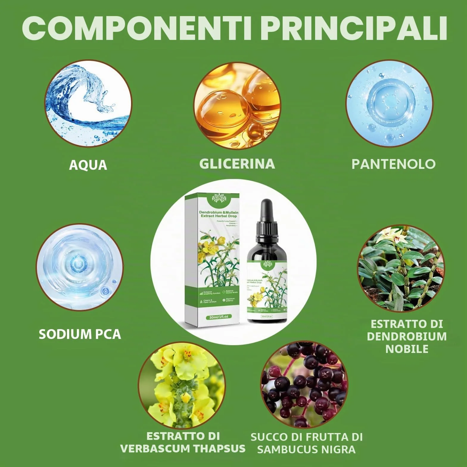 Potente pulizia polmonare,Gocce di estratto di verbasco,Essenza di erbe polmonari,Essenza di salute polmonare erba,Pulizia e protezione respiratoria,Potente pulizia dei polmoni