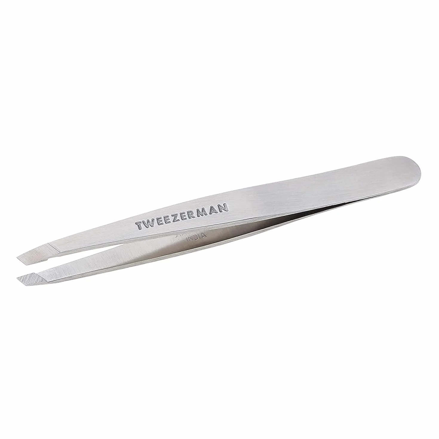 TWEEZERMAN Pinzetta (punte di precisione inclinate affilate a mano, qualità professionale, ergonomica, per sopracciglia, acciaio inox)