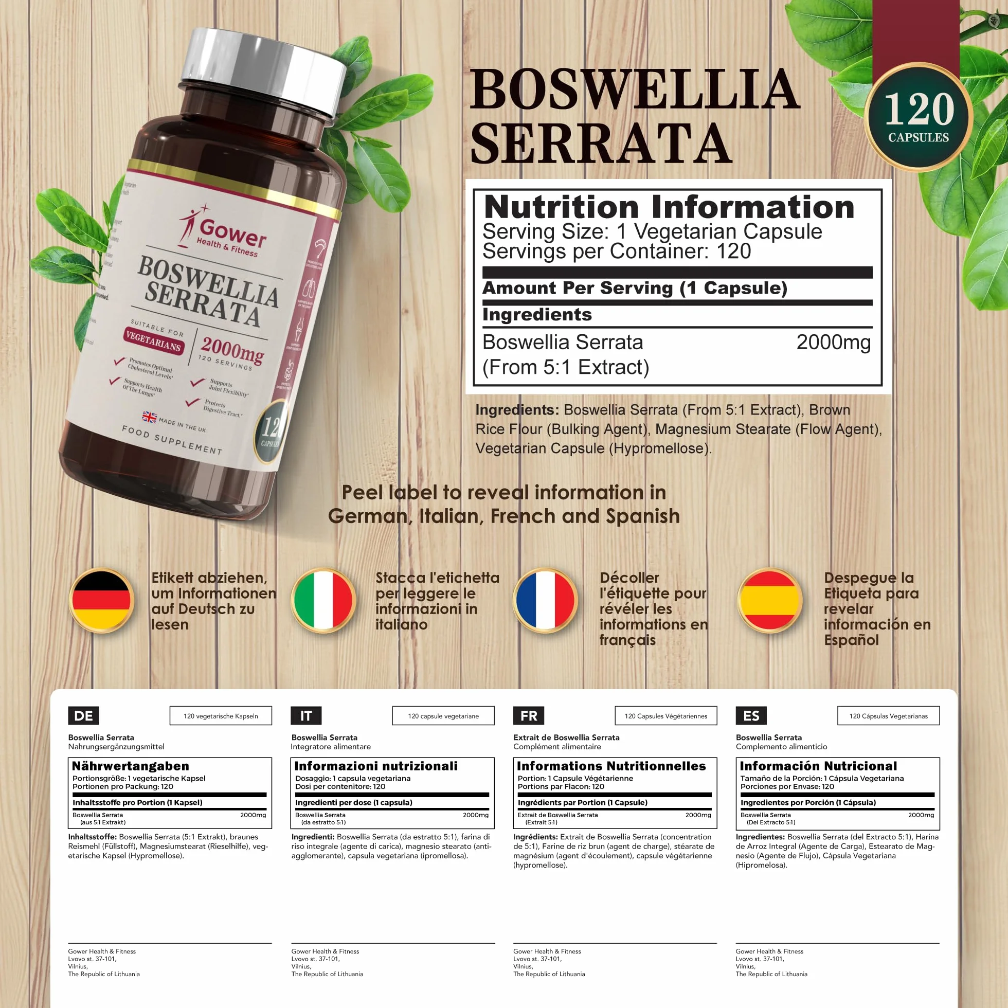 GH Boswellia Serrata 2000 mg Capsule ad Alto Dosaggio | Estratto di Boswellia 5:1 | 240 Capsule Vegane | Integratore di Franchincenso | Non-OGM e Senza Glutine | Prodotto nel Regno Unito