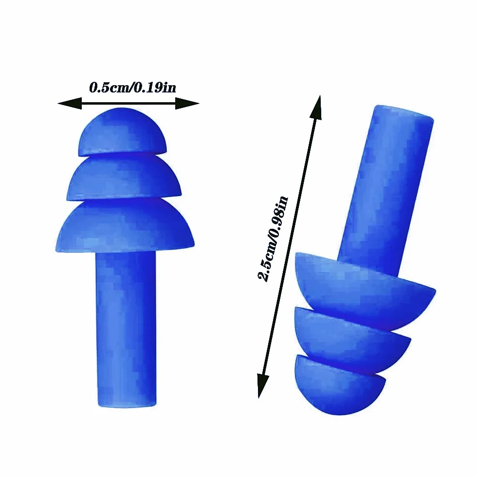 5 Paia Tappi per le Orecchie in Silicone Riutilizzabili, per Dormire, Russare, Studiare, Viaggiare, Nuoto Blu