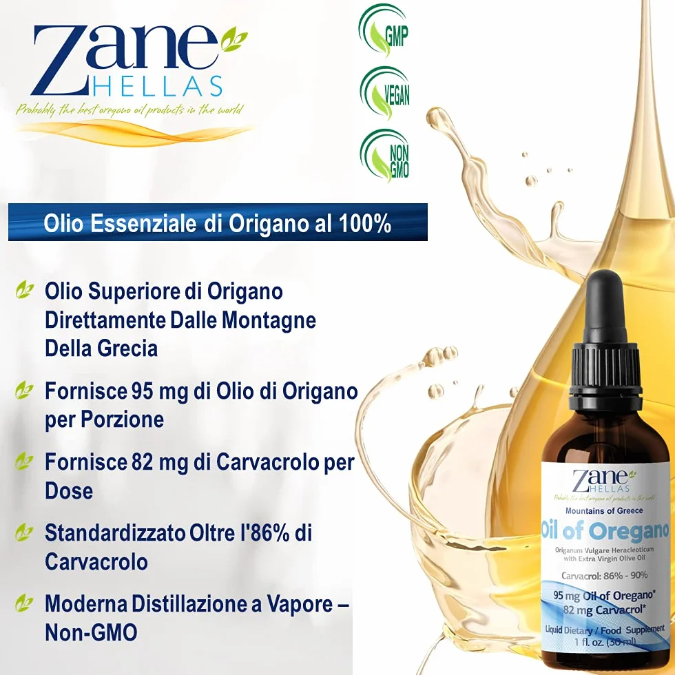 Olio di Origano Puro Greco 50% Carvacrolo 86% 30ml