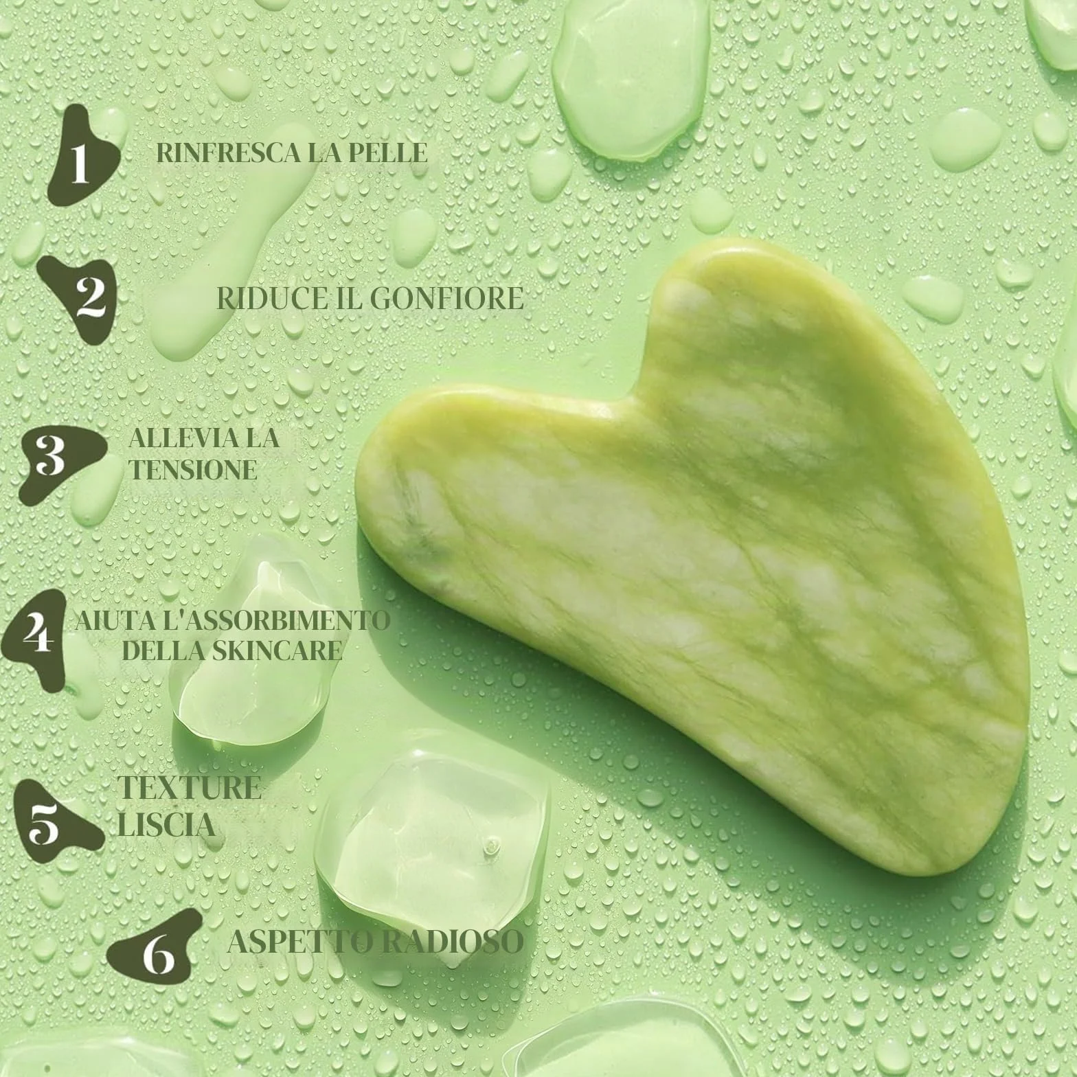 BAIMEI Gua Sha e Rullo di Giada per il Viso, Massaggiatore Lifting Viso e Guasha per il Corpo