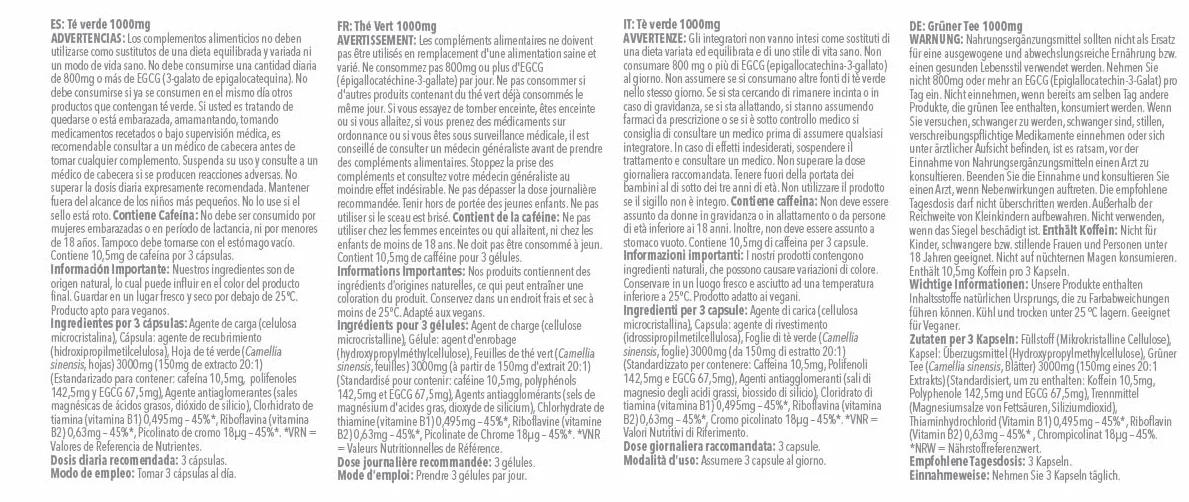 Tè Verde 1000 mg– 360 capsule – con aggiunta di Cromo – adatto ai vegetariani – prodotto nel Regno Unito