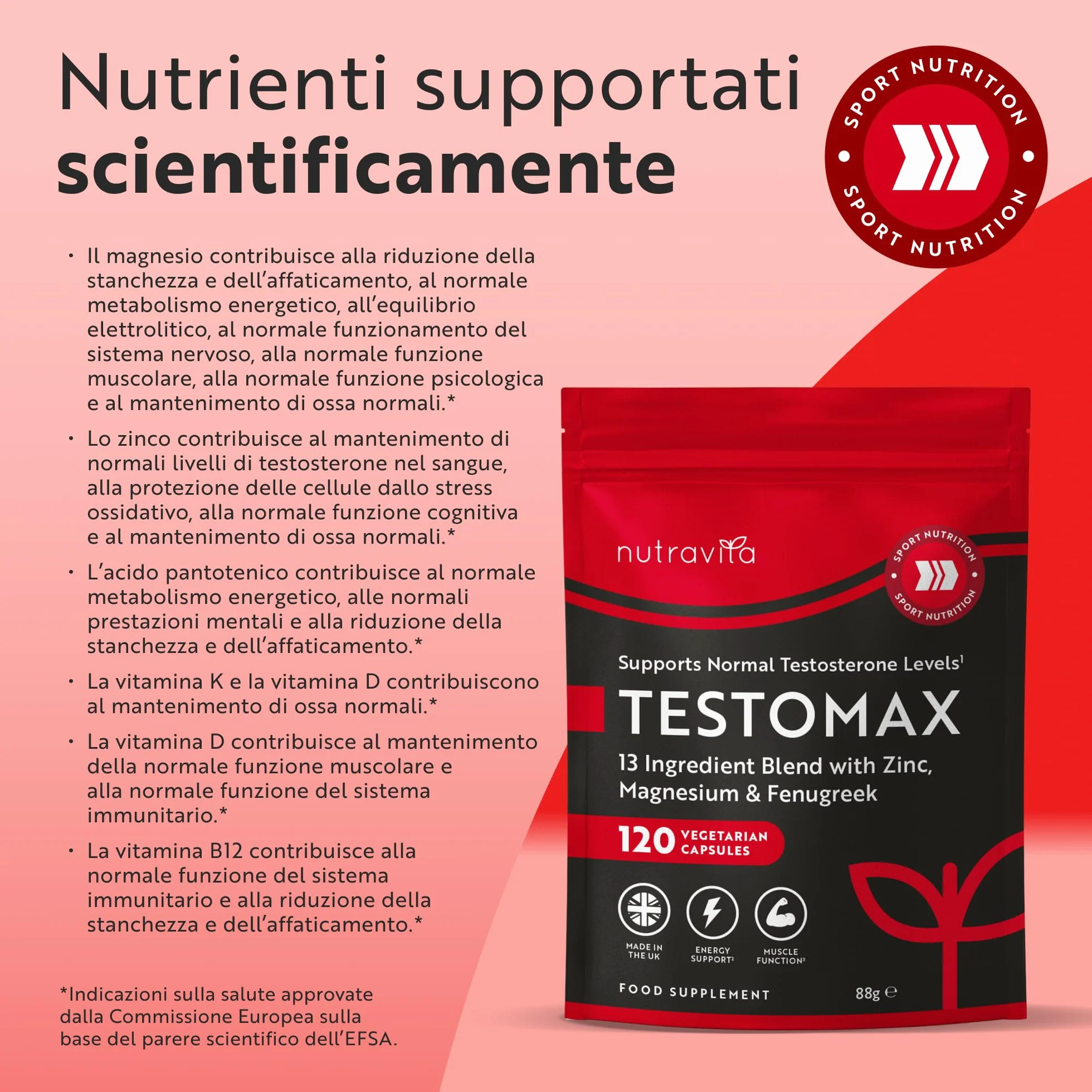 Nutravita Integratore Multinutriente con Ginseng, Maca, Fieno Greco, Zinco e Magnesio – 13 Ingredienti Attivi con Vitamine A, B12, D3 e K2 – 120 Capsule