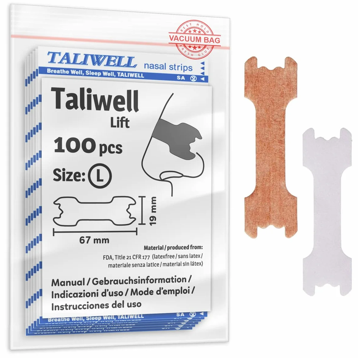 Strisce Nasali Grandi 100 Pezzi Antirussamento Uomo, Breathe Better, Sportivi