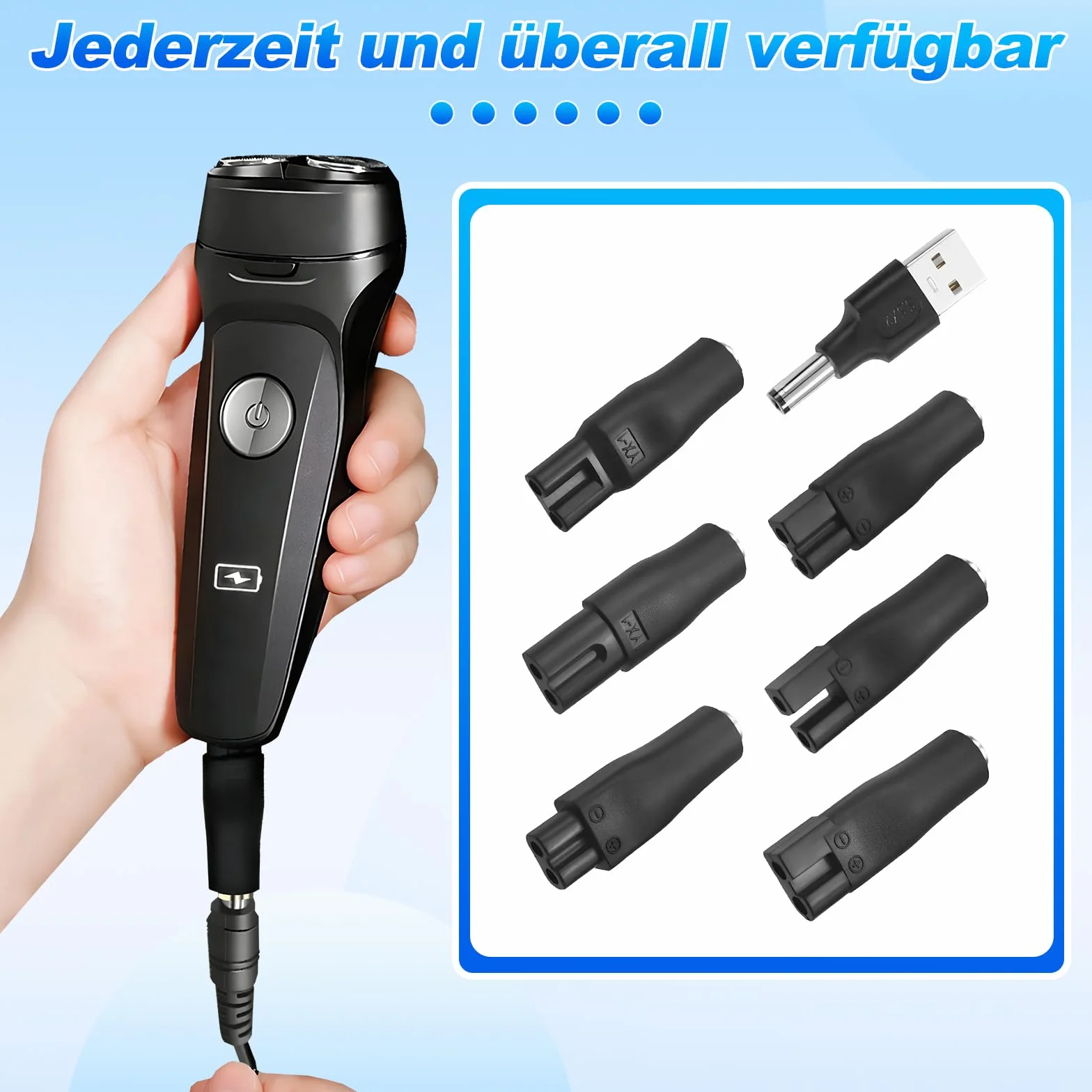 Set di 8 adattatori per rasoio elettrico da 5 V