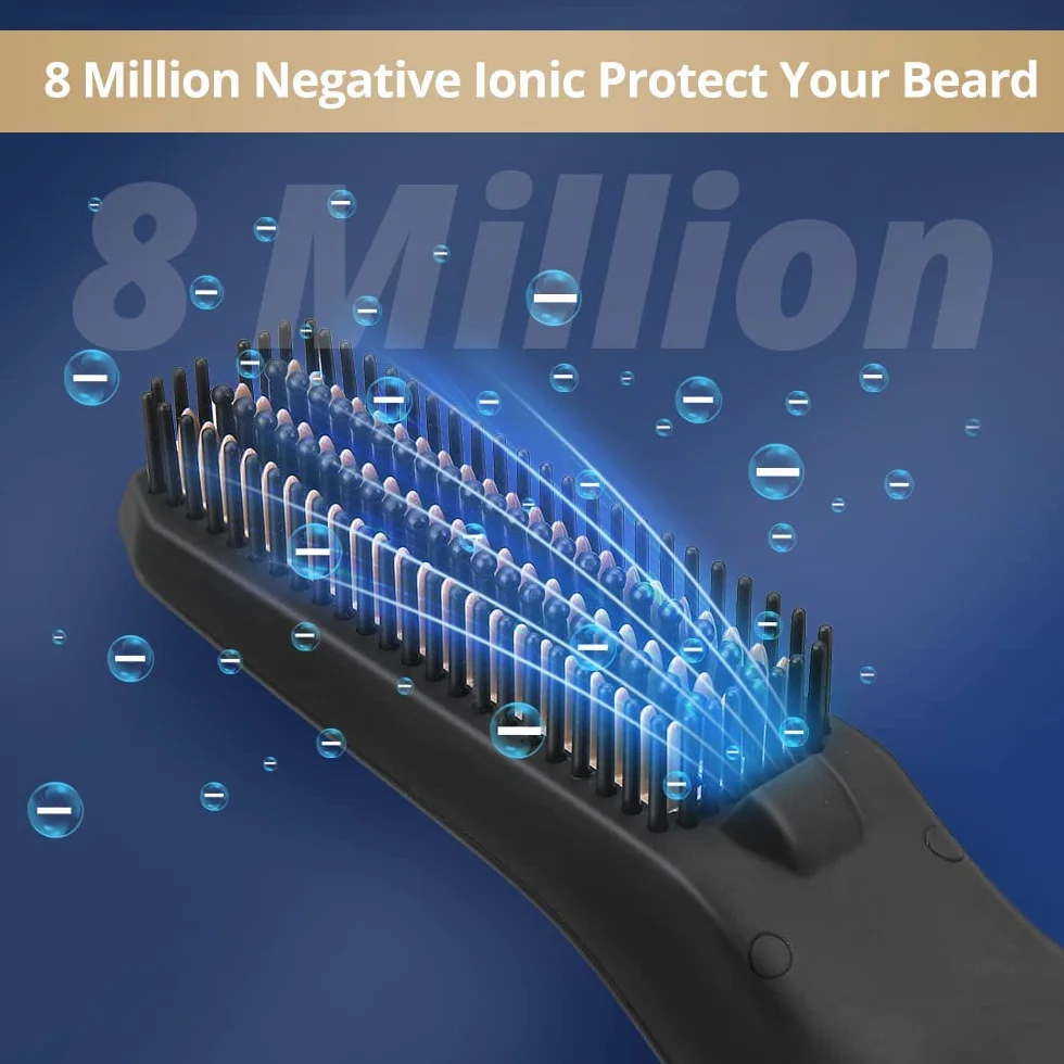 Beesjuy Piastra Per Barba Uomo, Piastra Barba, Cura degli Ioni Negativi, Design del Pettine Crittografato, Display Digitale a LED, Riscaldamento Rapido, Regali Uomo Regalo Papa Compleanno