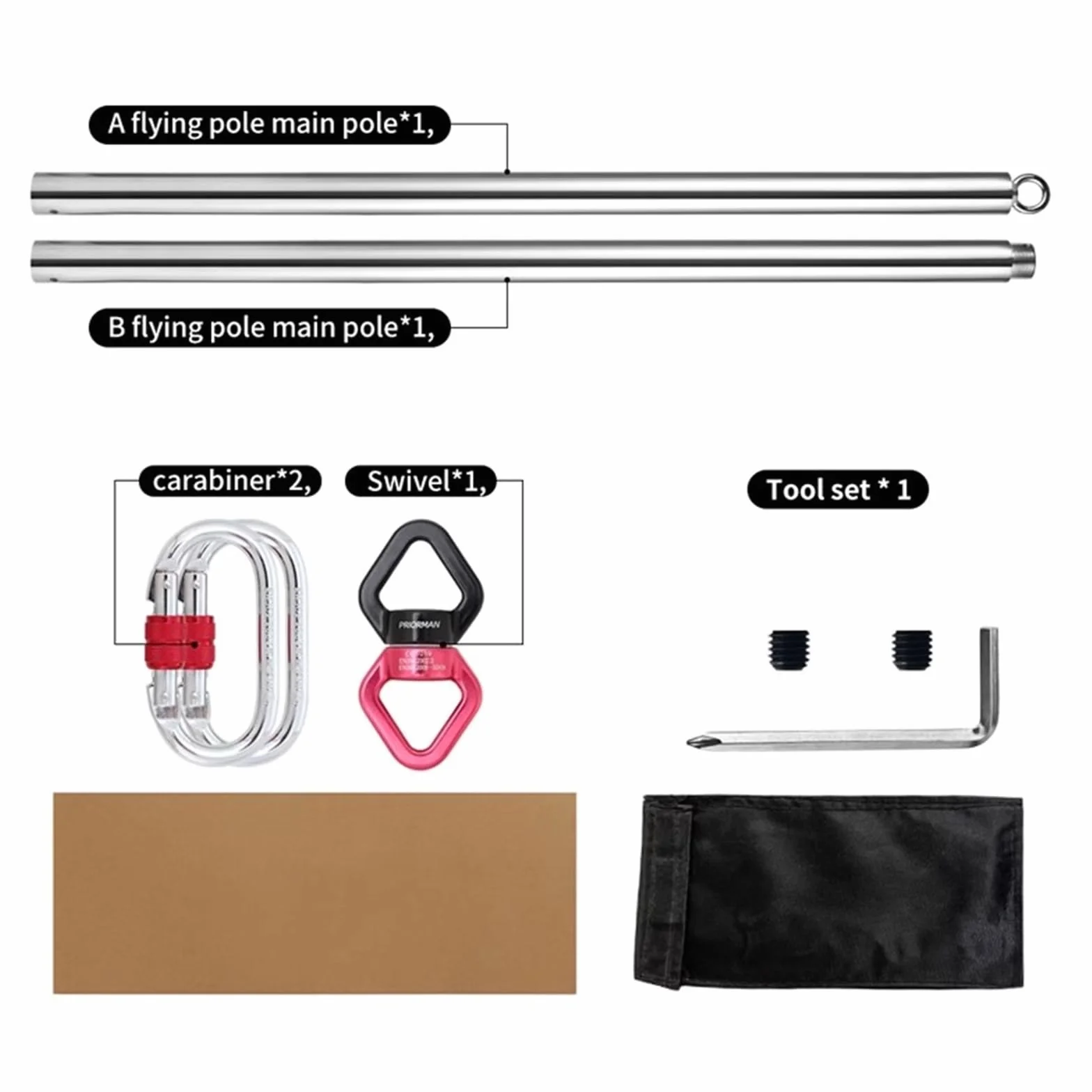 Set di Pali per Danza Aerea 45 mm Palo Portatile Girevole 360° Superficie Silicone