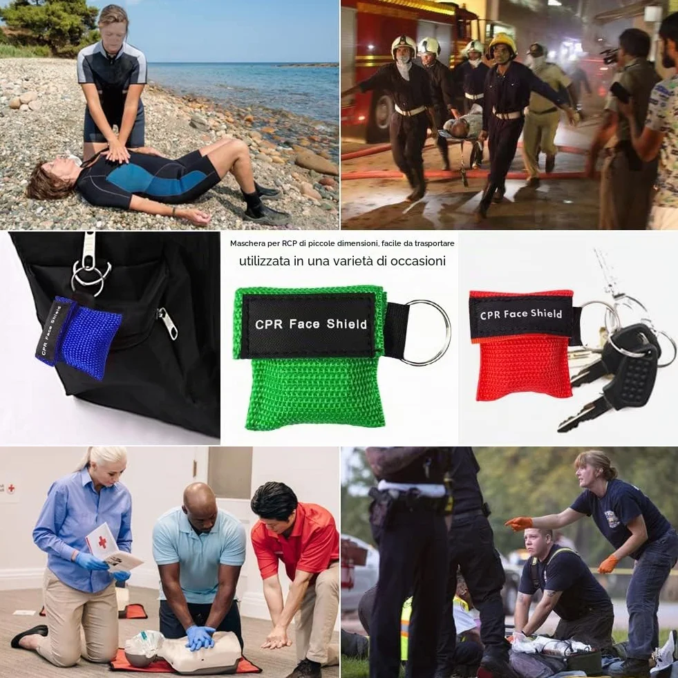 Mascherine per RCP Kit di Emergenza Maschere Tascabili Primo Soccorso Allenamento RIC Confezione da 50