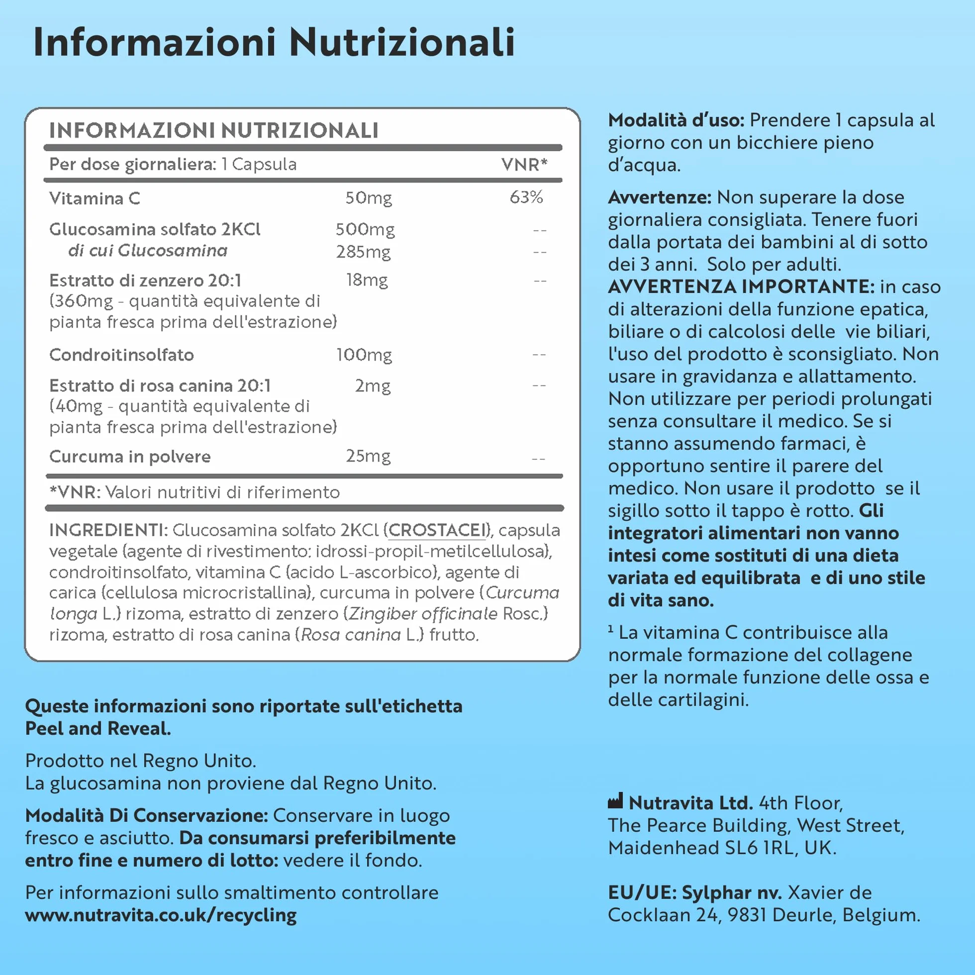Nutravita Glucosamina Condroitina Complesso - 180 Capsule Alto Dosaggio per 6 Mesi - Glucosamine Complex con Vitamina C, Estratti di Cinorrodo, Zenzero e Curcuma - Prodotto nel Regno Unito