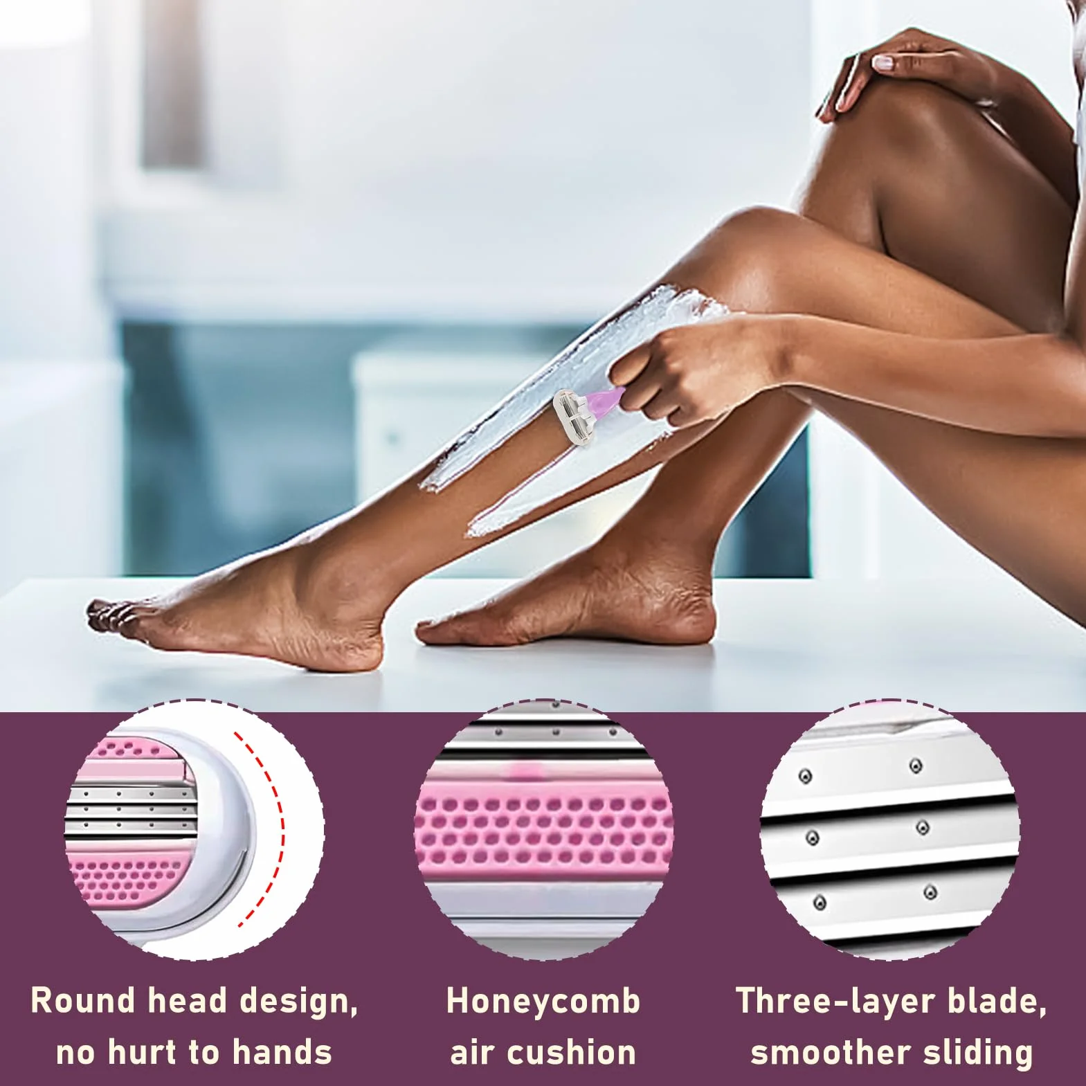 12 Pezzi Lamette Ricambio Compatibili con Venus, Ricariche Rasoio Donna 3 Lame, con Striscia Lubrificante, Rasatura Delicata Profonda, Testine Intercambiabili per Manici Standard, Lavabili, Blu e Rosa