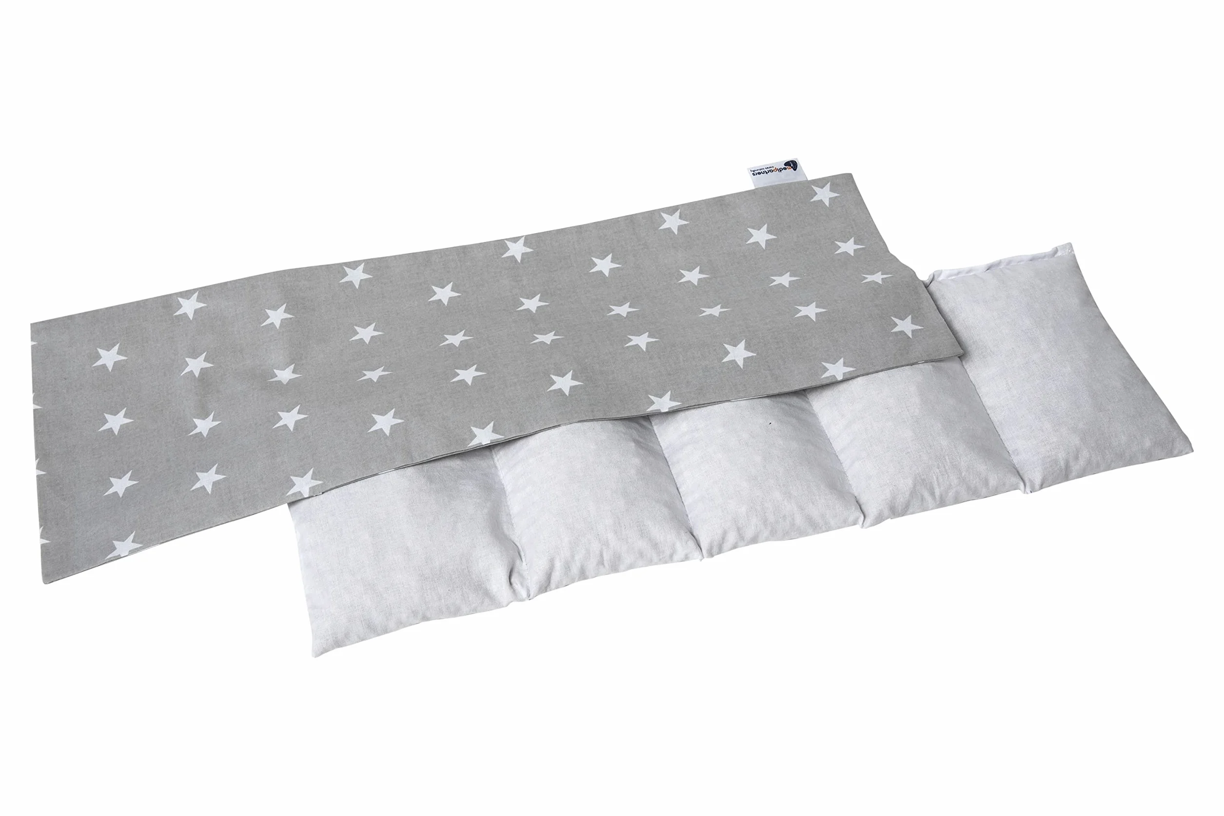 Medi Partners Cuscino Termico noccioli ciliegio 60x20cm 800g 100% Cotone 5 Camere Grande Terapia del freddo Federa sfoderabile (Stelle)