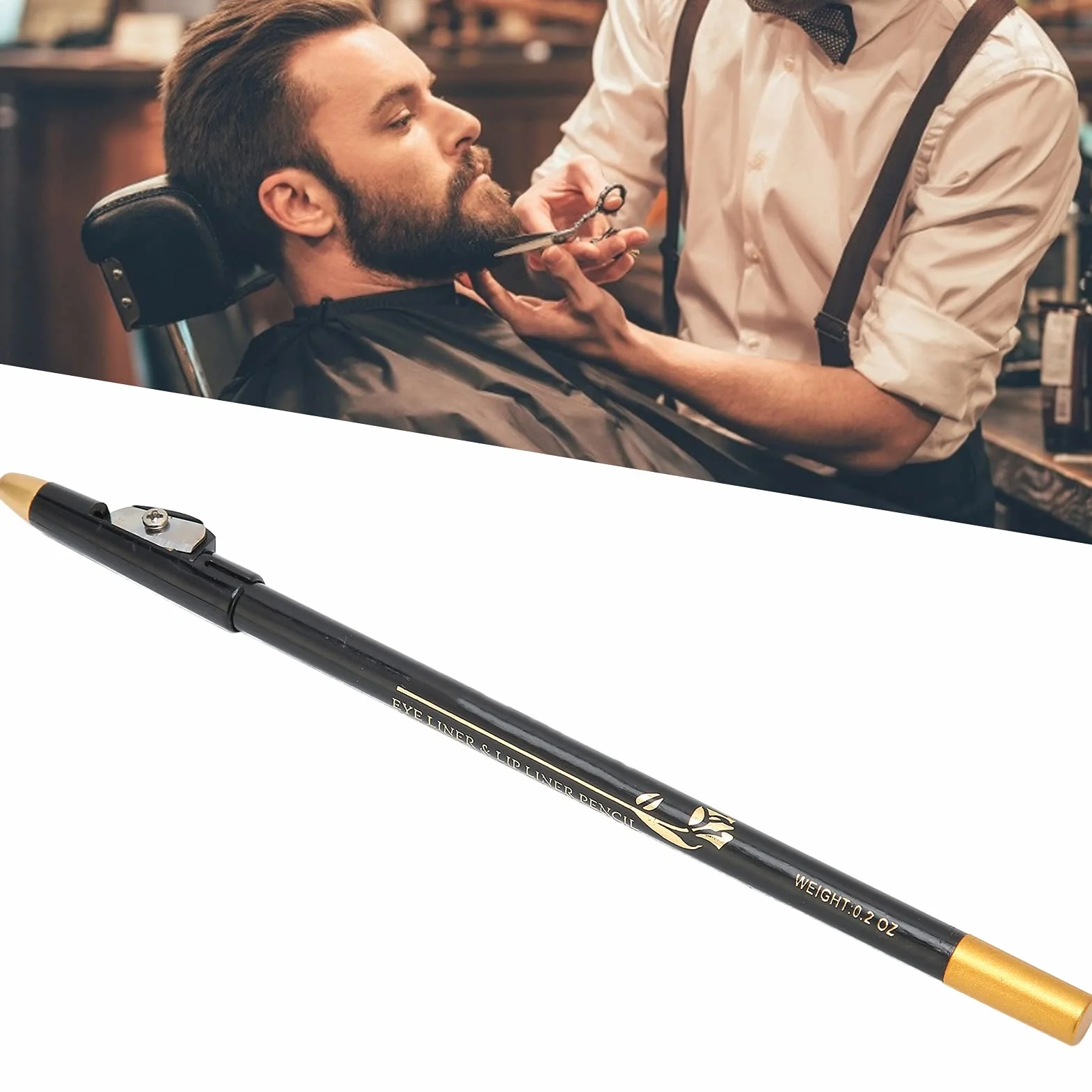 Matita Professionale per Modellare la Barba con Temperamatite e Riempitivo Nero