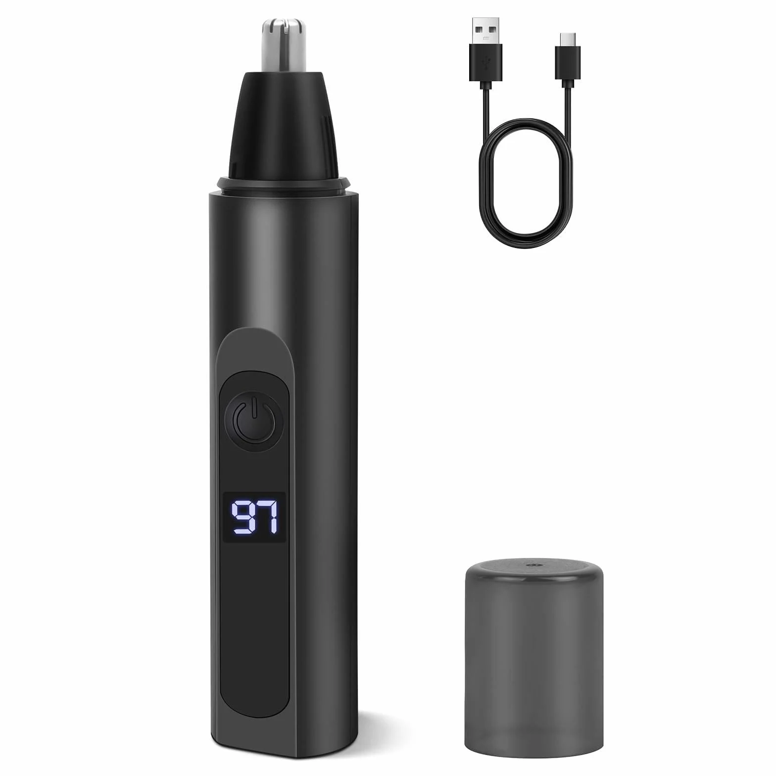 Ricaricabile Tagliapeli Naso USB Rasoio Orecchie con Display Batteria per Nasa Barba Sopracciglia