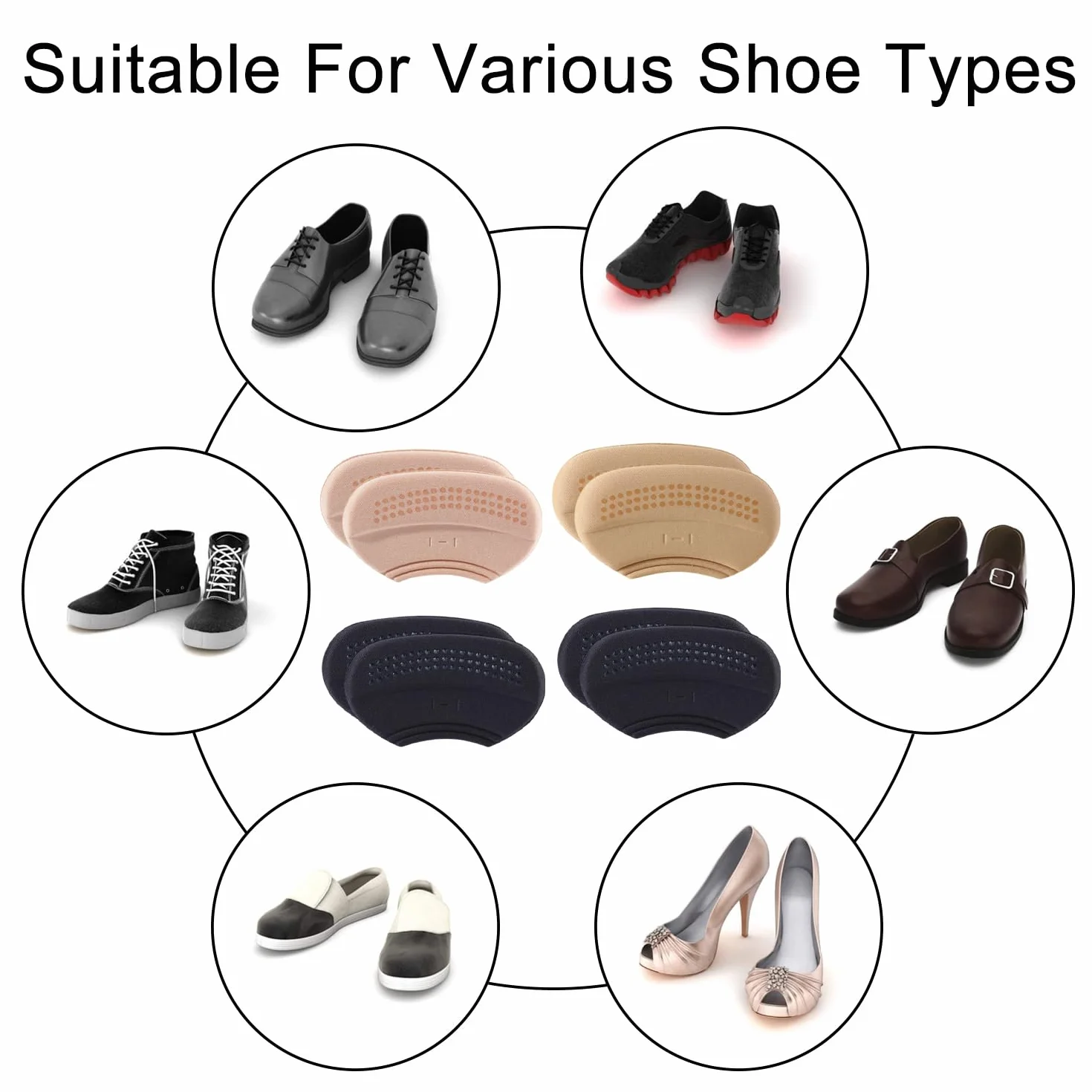 4 Paia Tallone Cuscino, Autoadesivi per Scarpe, Imbottitura per Scarpe Troppo Grandi, Battitacco Contro Bolle e Attrito, Migliorare la Vestibilità
