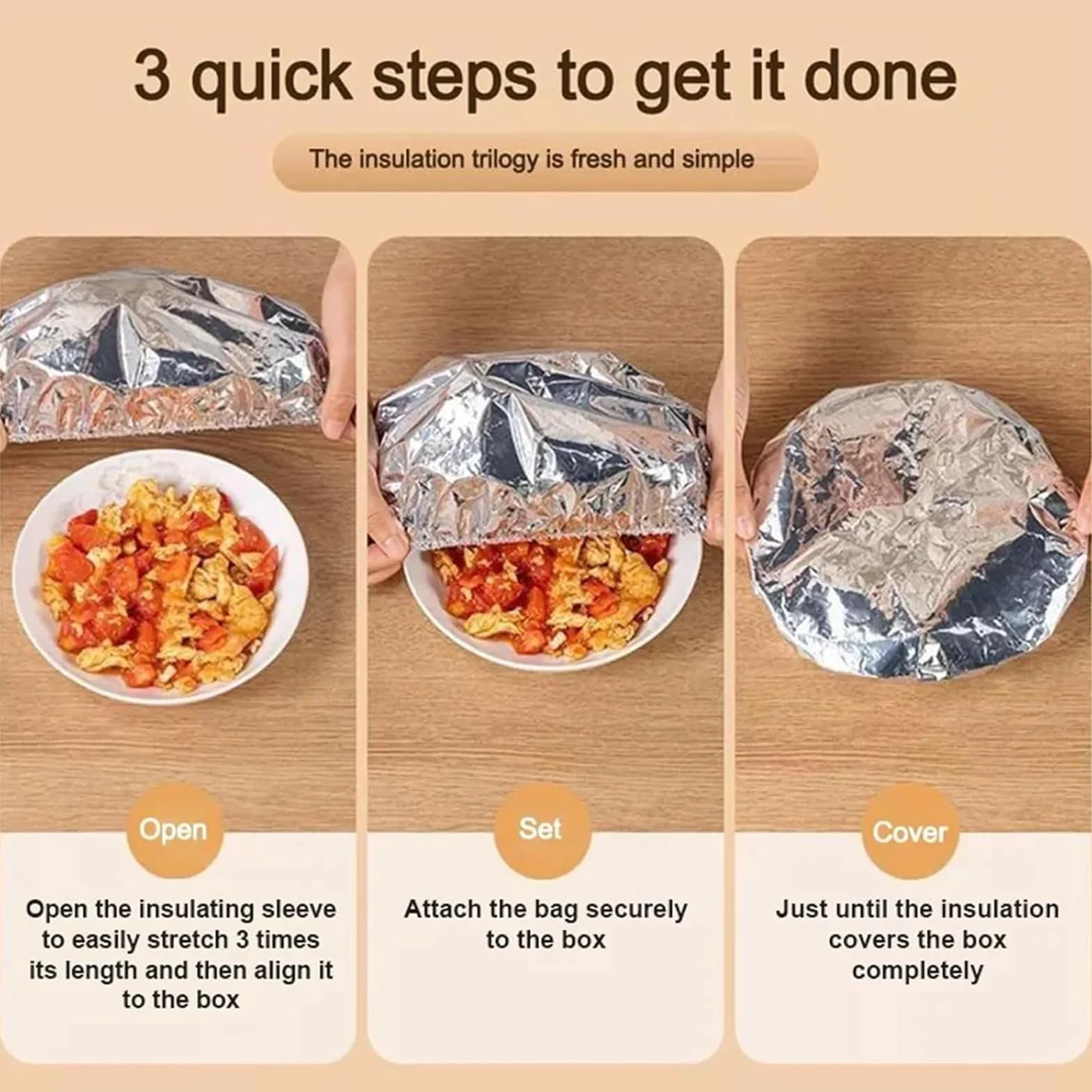 50 pezzi Repeatable Aluminum Foil Film Insulation Cover, sacchetti termici salvafreschezza in alluminio, pellicola elastica trasparente con elastico, copertura resistente al calore per alimenti e