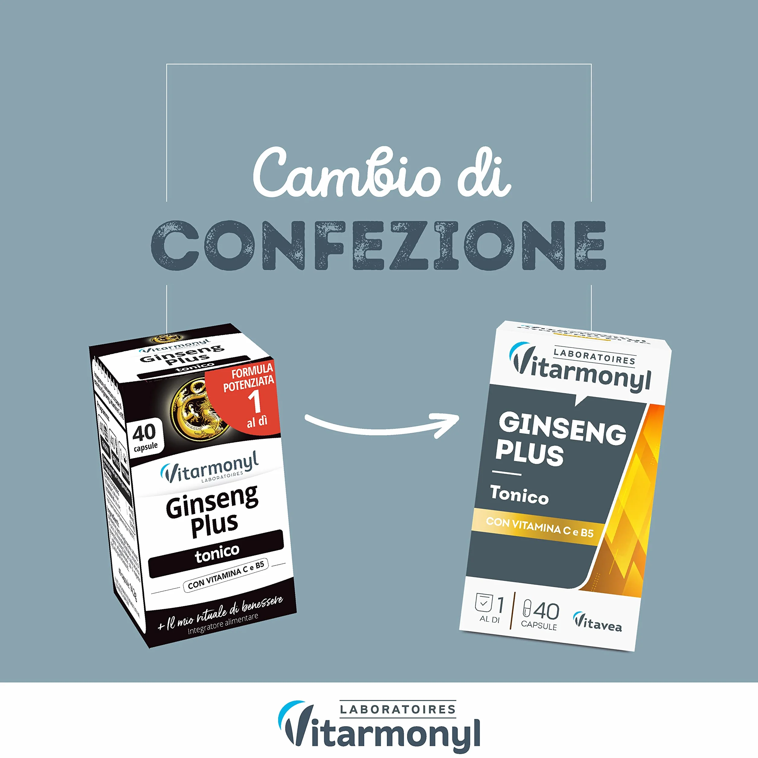 Vitarmonyl Ginseng Plus Tonico Integratore Alimentare 40 Capsule Estratto di Ginseng Vitamina C B5