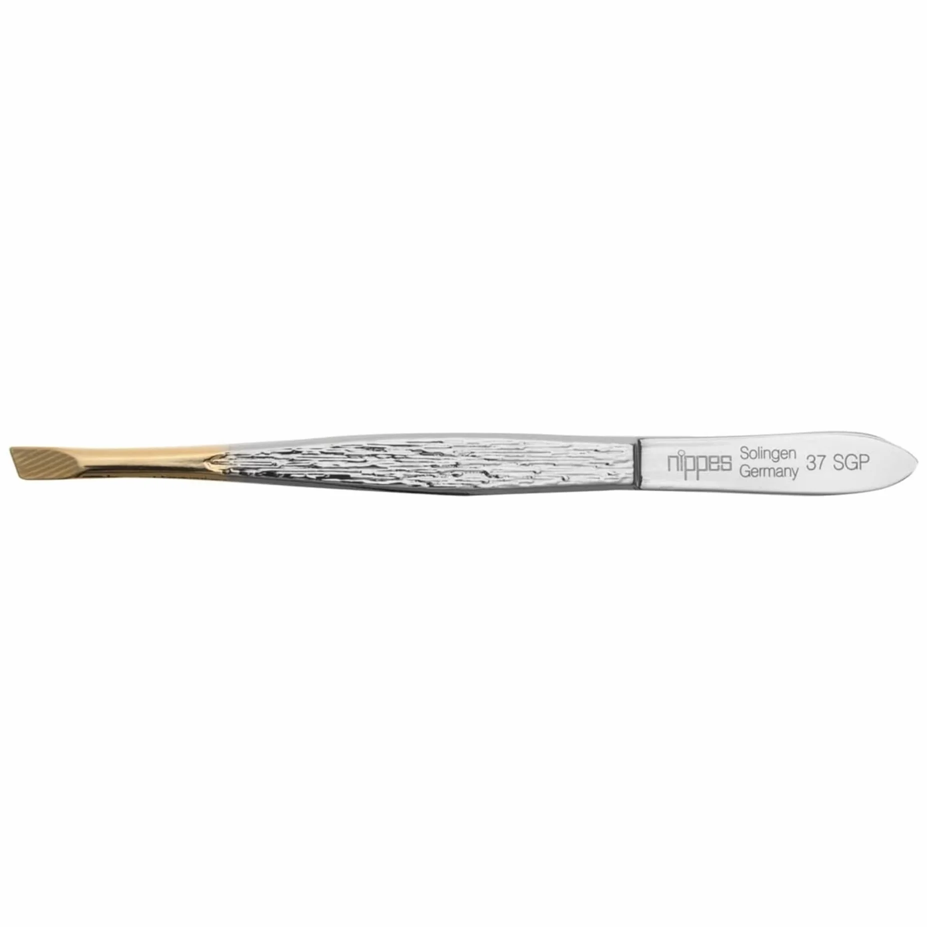 nippes Solingen, Pinzetta 37SGP per rimuovere peli fini, in acciaio nichelato 9 cm, punta dorata, 1 pezzo