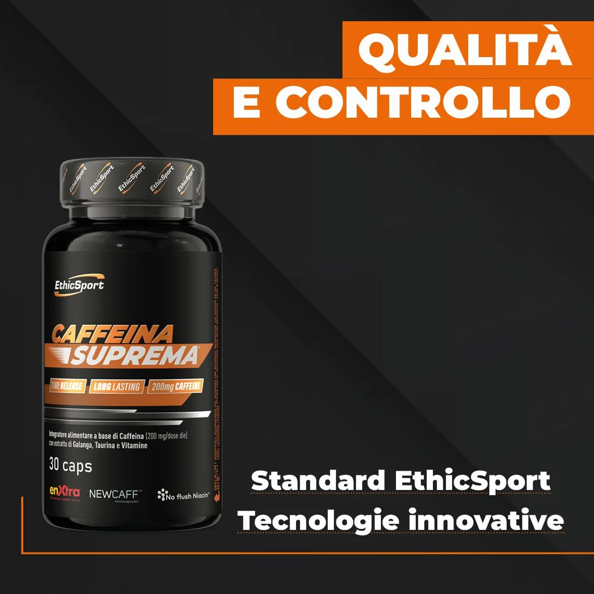 ETHICSPORT Caffeina Suprema 200 mg Caffeina a rilascio modulato NEWCAFF EnXtra Teanina Taurina 30 capsule vegetali