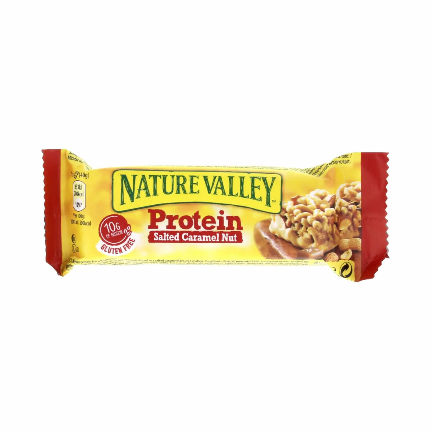 Nature Valley Barretta Proteica Morbida Arachidi e Mandorle Copertura Caramello Salato - 3 Astucci (Tot 12 Barrette)