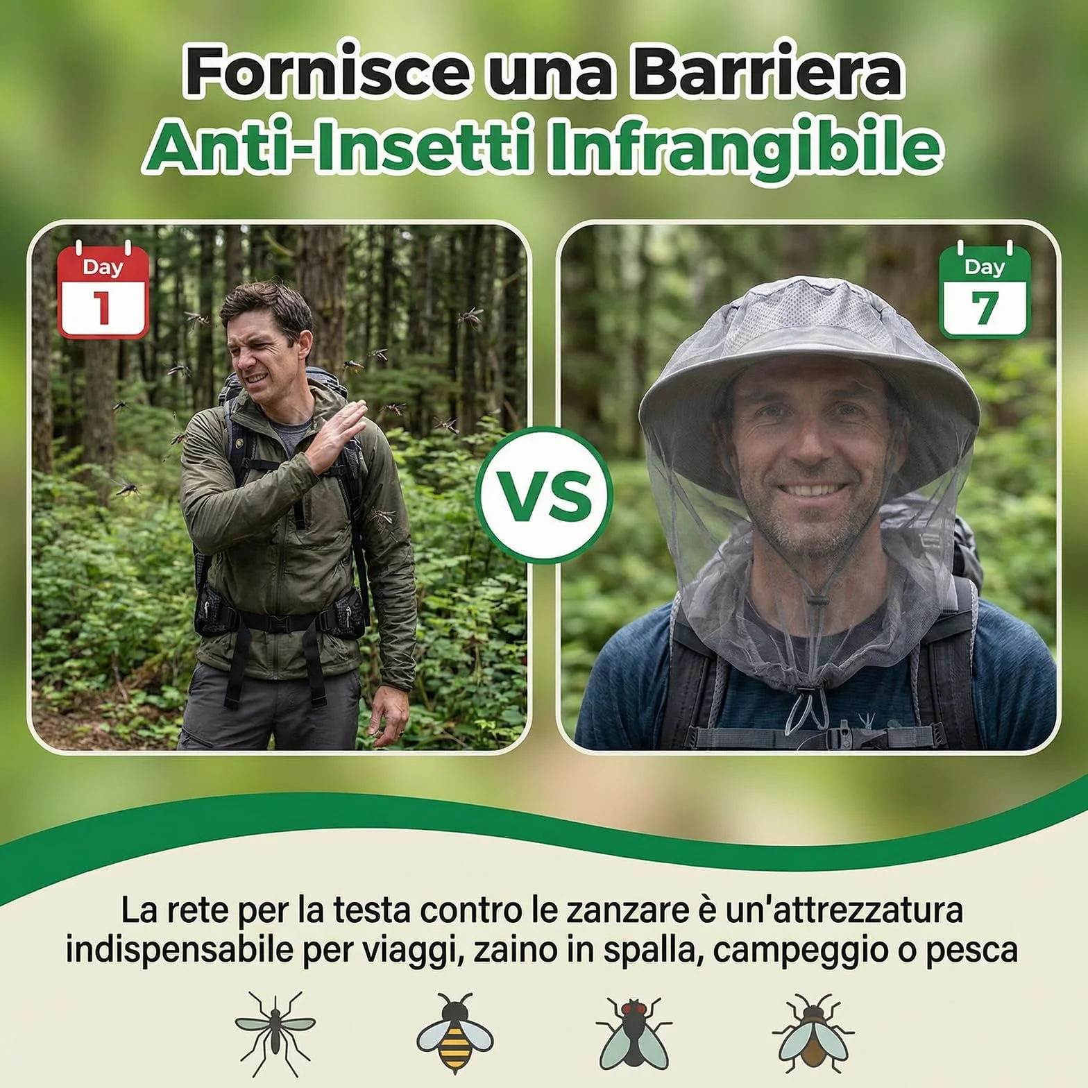 Cappello con Zanzariera 2 PCS Protezione Insetti Zanzare Copricapo Rete Leggero Traspirante per Camping Pesca Alpinismo Grigio